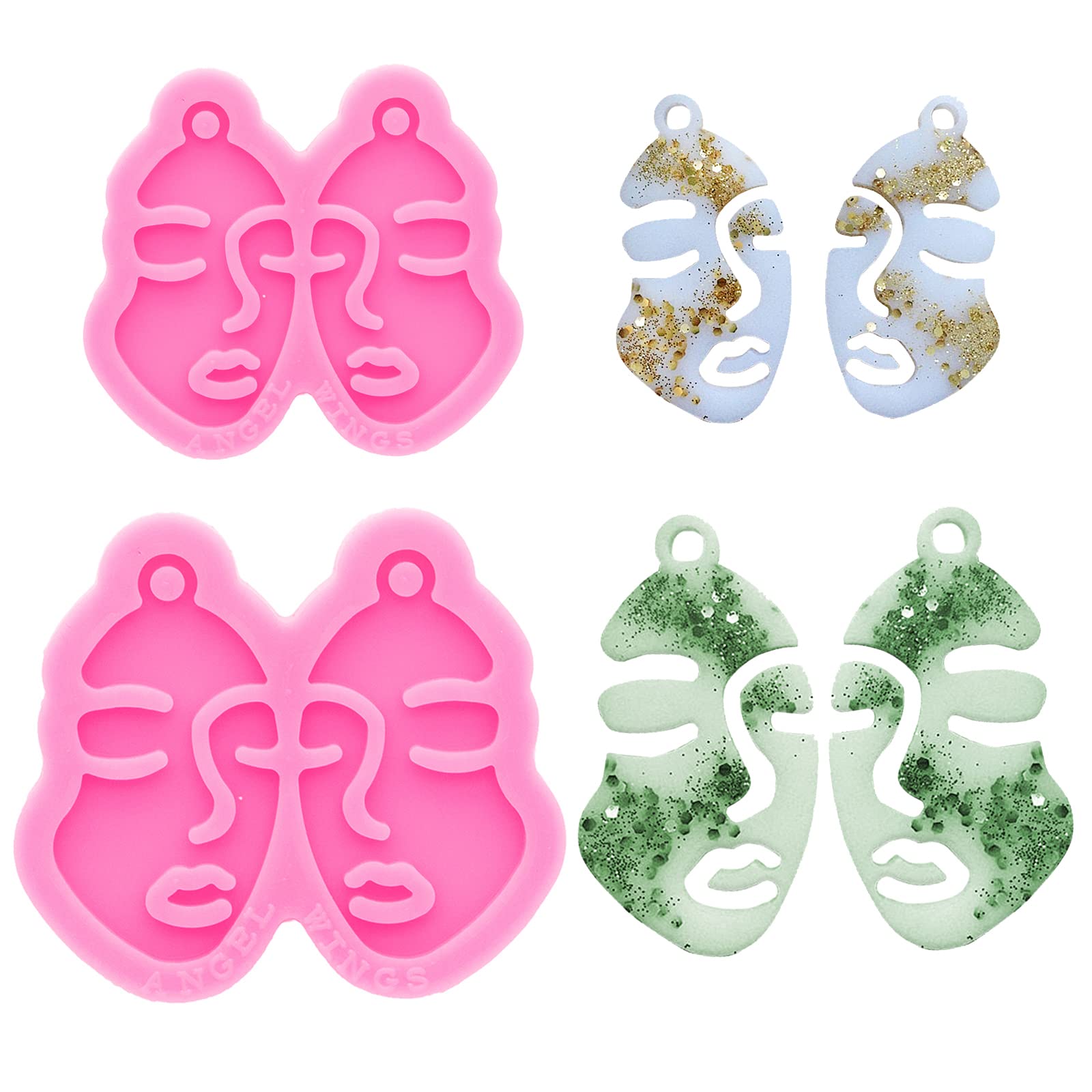 2Pcs Silicone Earring Molds for Jewelry Making - DIY Resin Casting Molds for Fashion Jewelry, Cute Face Shape Epoxy Resin Crafts (Size S/M) - Perfect for Handmade Earrings, Pendants & DIY Gifts
