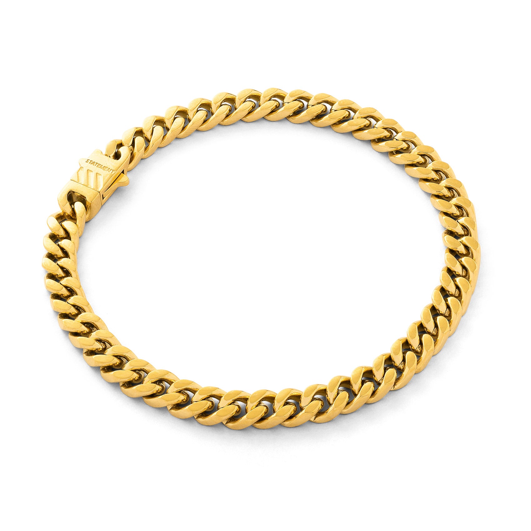 6mm Cuban Link Bracelet for Men - 14K Gold Plated Stainless Steel Chain - Perfect for Casual Wear, Gifts & Special Occasions