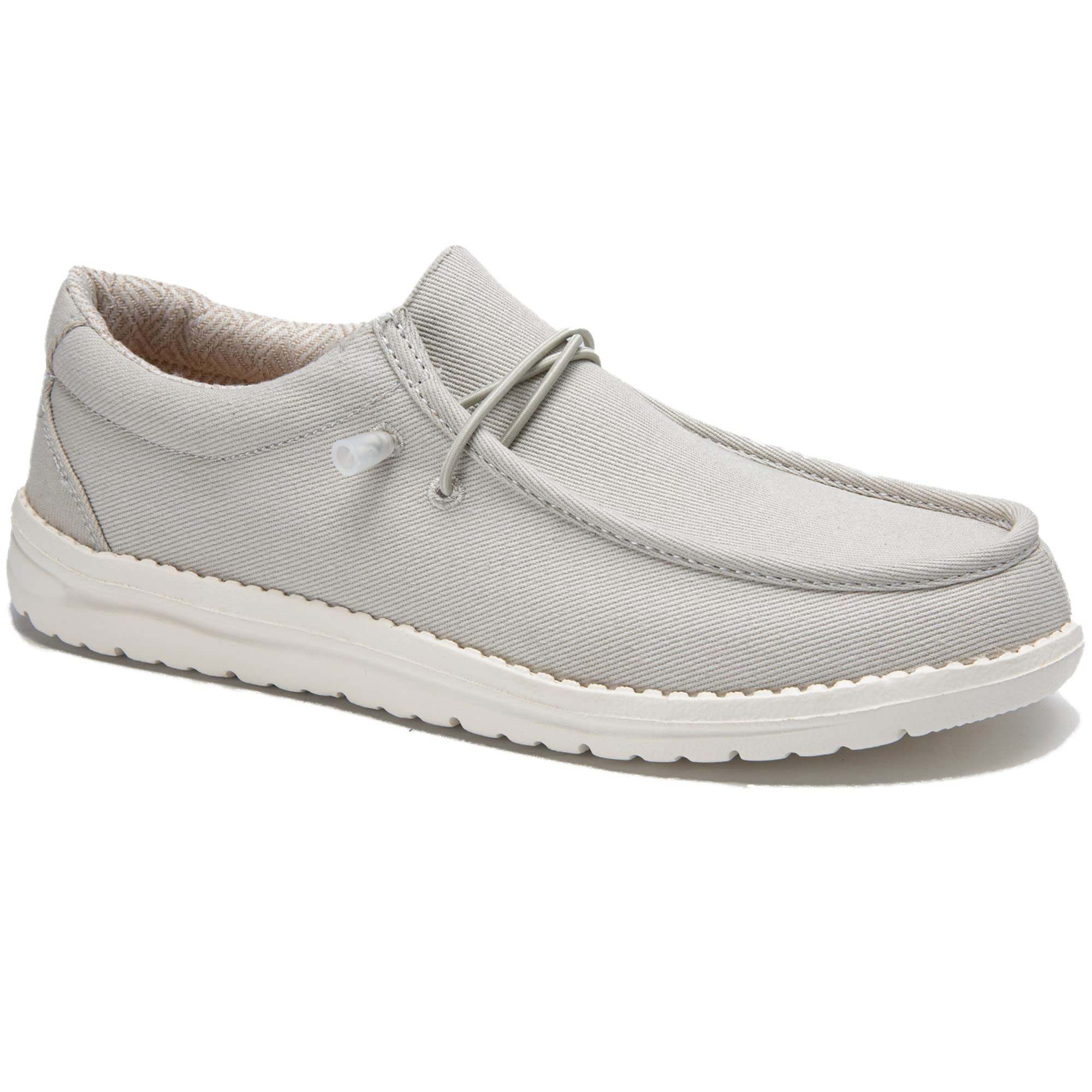 FW FRAN WILLOR Men's Slip-On Loafers - Lightweight Comfortable Canvas Shoes with Stretch & Non-Slip Sole - Breathable Boat Shoes for Casual Wear, Travel & Outdoor Activities