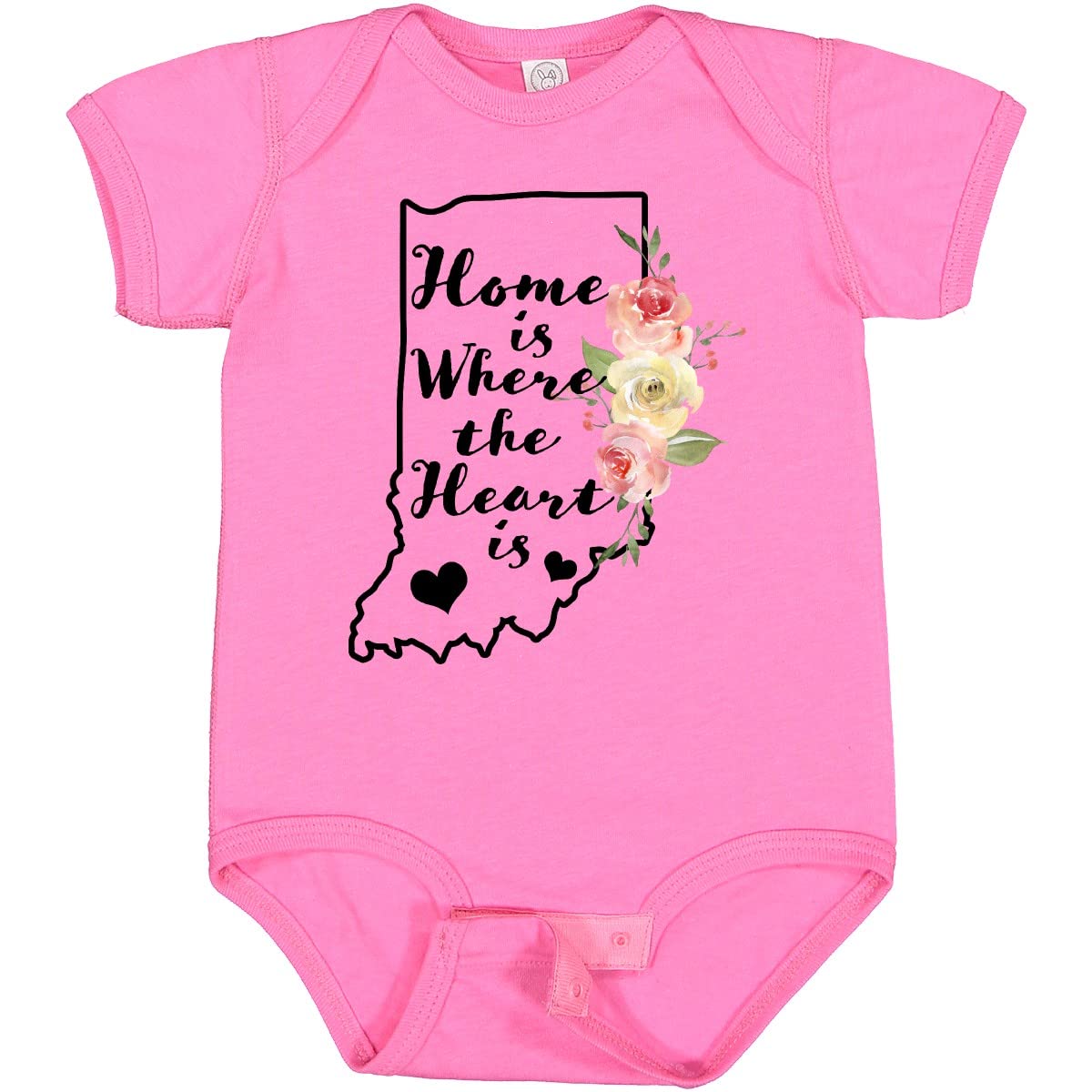 Inktastic Indiana Home is Where The Heart is Watercolor Baby Bodysuit - Soft Cotton Infant Onesie for Newborns, Baby Showers & Family Photos