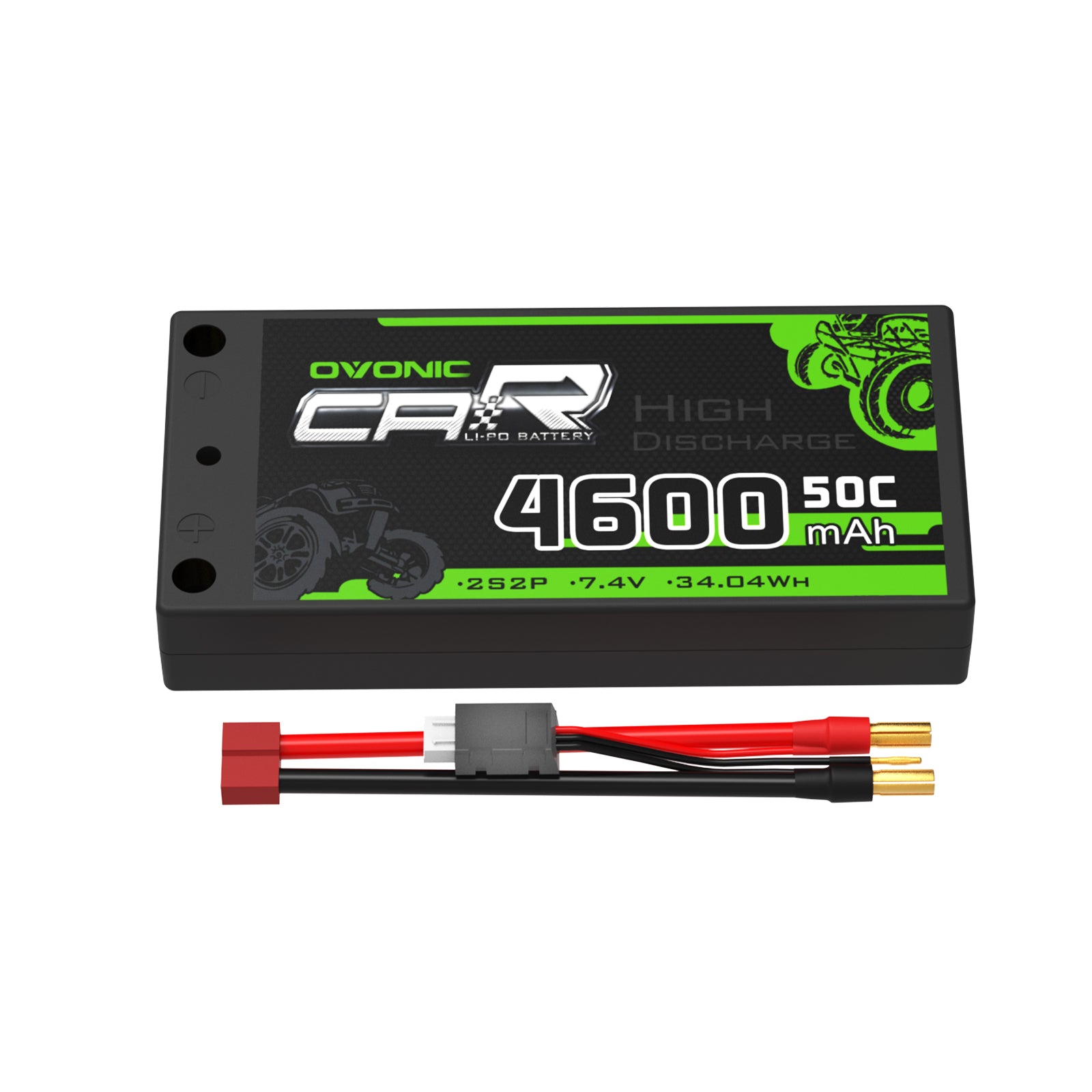 OVONIC 7.4V 4600mAh 2S2P 50C LiPo Battery with Deans Connector - High Performance RC Battery for 1/8 & 1/10 Scale Buggy, Truggy, and Shorty RC Cars - Perfect for Racing, Off-Roading, and RC Hobbyists
