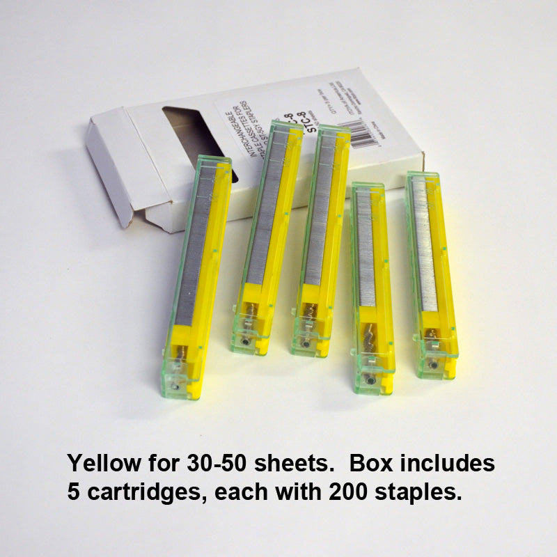Premium Yellow Staples - 30 Pack of 50 Sheets (5 Cartridges, 200 Staples Each) for Office, School & Home Use - Heavy Duty Paper Fastening Solution