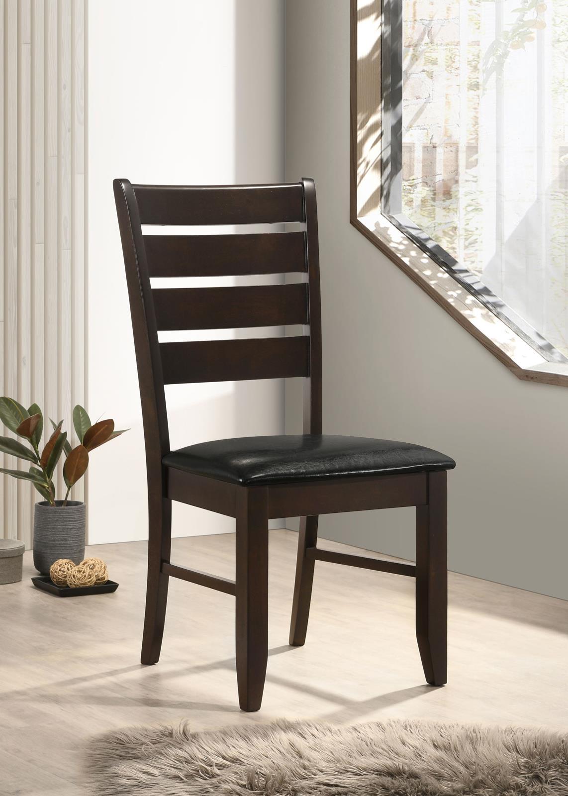 2-Pack Black Padded Side Chairs with Cappuccino Upholstery - Modern Dining Chairs for Kitchen, Breakfast Nook, or Small Space Decor