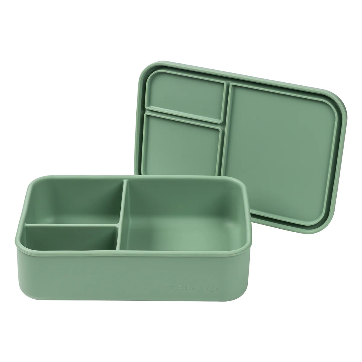Apollo 3-Piece Rectangle Silicone Bento Box Set - Eco-Friendly, Leak-Proof Food Storage Containers for Lunch, Meal Prep & On-the-Go (Sage Green) | Perfect for Office, School, Picnics & Travel