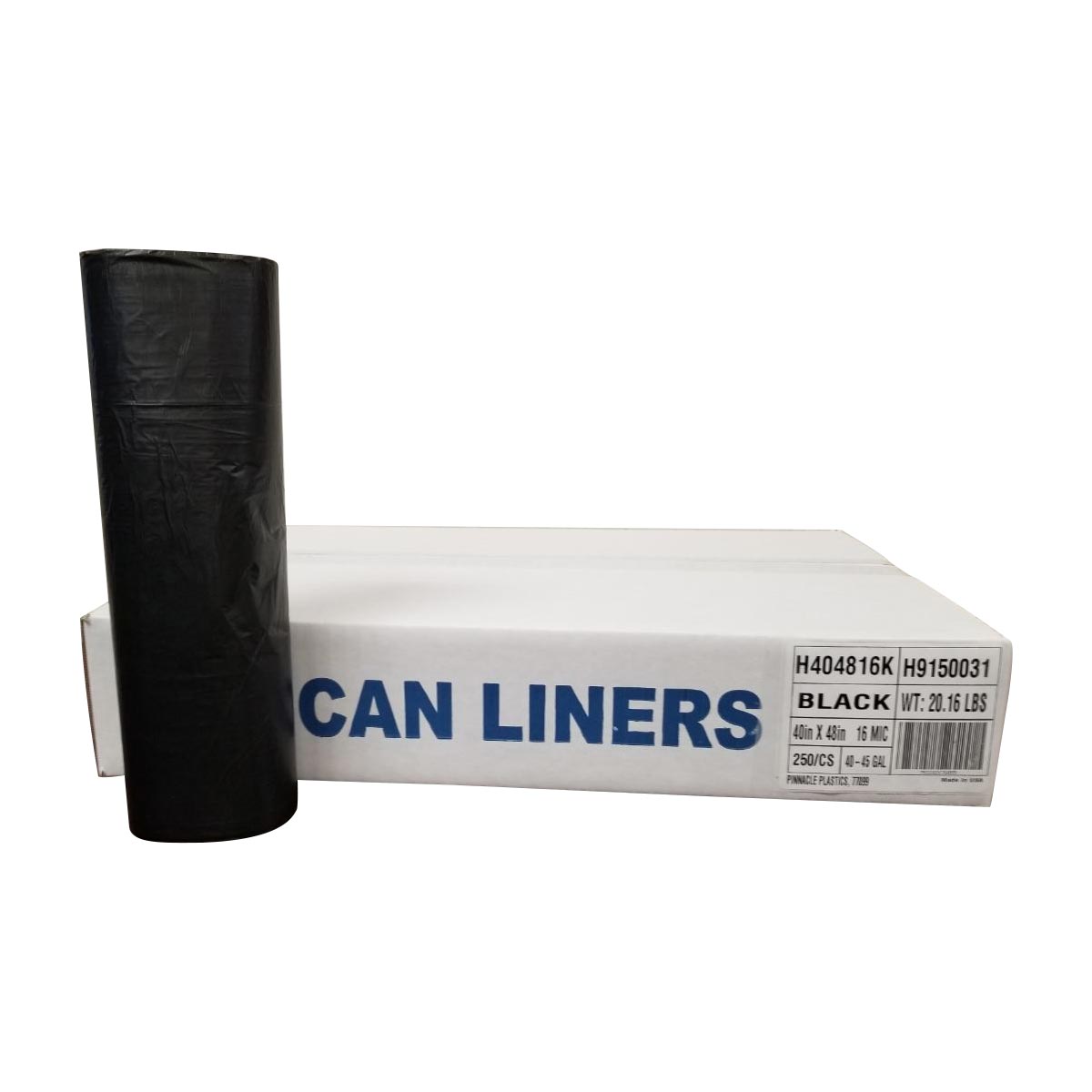 Heavy-Duty Black Can Liners - 40/45 Gallon Trash Bags, Case of 250 - Perfect for Commercial Kitchens, Office Buildings & Outdoor Events