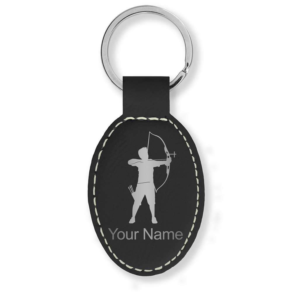 Personalized LaserGram Oval Keychain with Archer Man Design - Custom Engraving for Gifts, Home & Office Keys, Travel Accessories