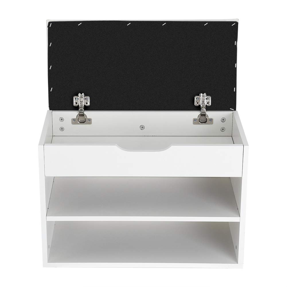 DyAn Shoe Bench with Padded Seat - Wooden Entryway Shoe Storage Organizer Cabinet for Hallway, Living Room & Bedroom - Perfect for Home Organization & Comfortable Seating