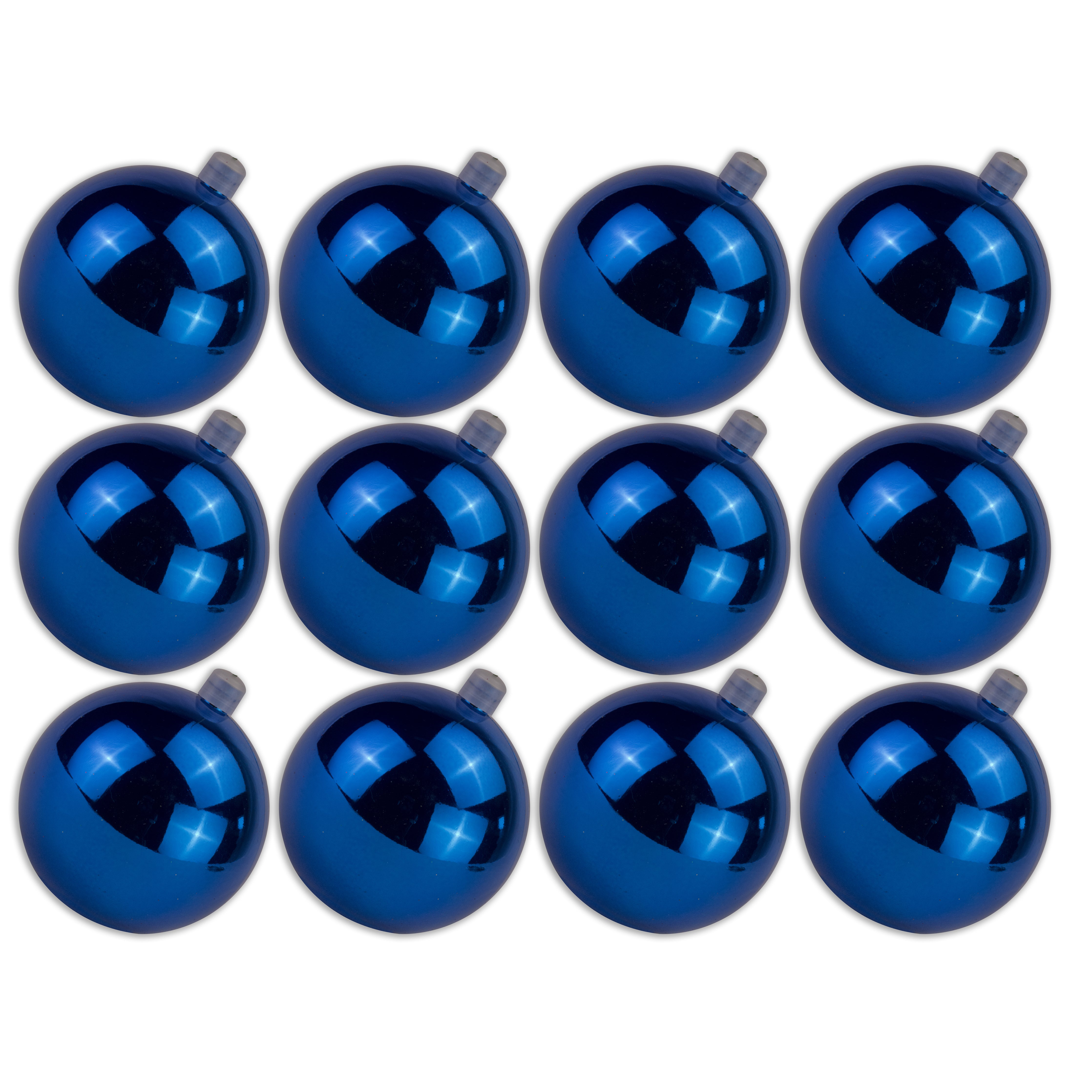 12 Pack 70mm (2.75 Inch) Shiny Blue Christmas Ornaments with Wire Hangers & UV Coating - Perfect for Holiday Tree Decorations, Party Favors, and DIY Craft Projects