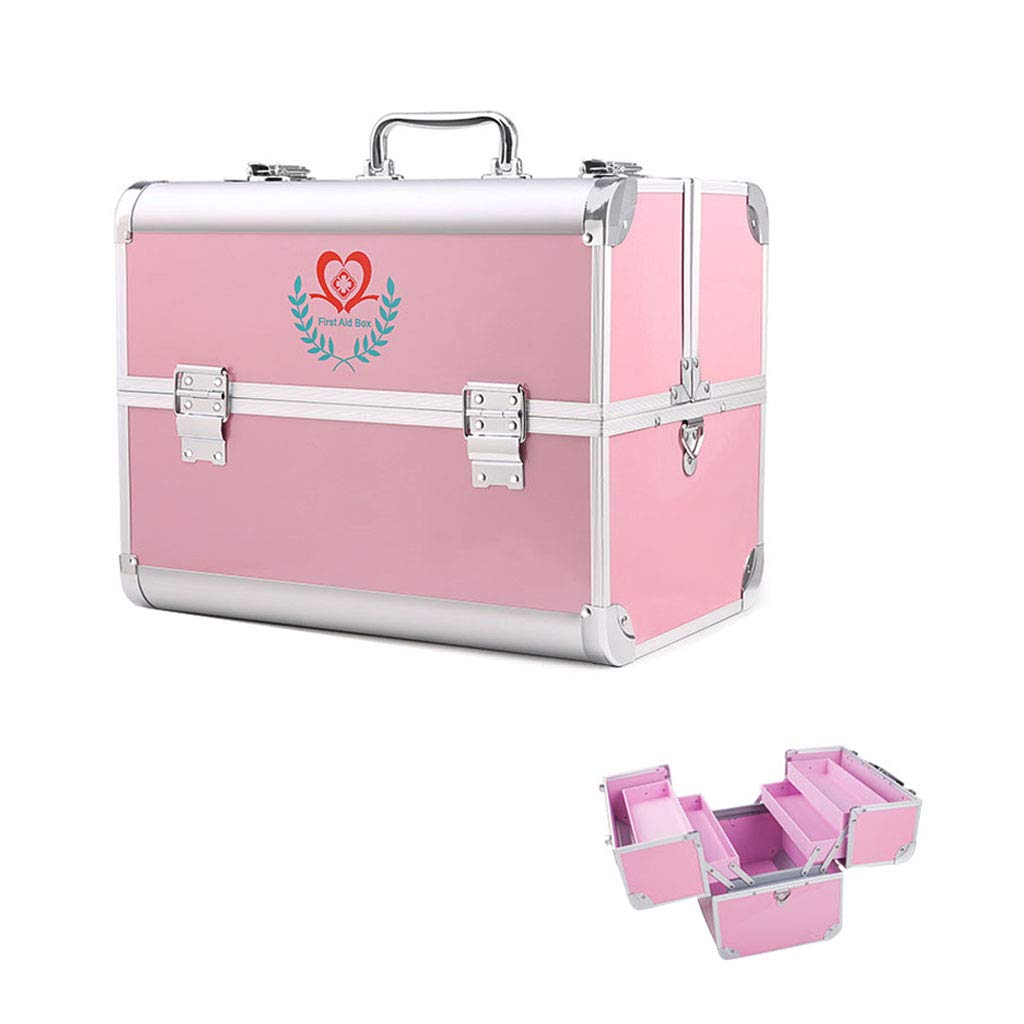 Portable Aluminum Alloy Medicine Storage Box with Multi-Layer Security Lock & Shoulder Strap - Household First Aid Organizer for Travel, Camping, and Emergency Use