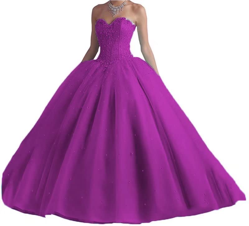 Sweetheart Ball Gown Quinceanera Dresses - Sparkling Sequin & Beaded Tulle Long Prom Party Dresses for Teen Girls | Perfect for Quinceañeras, Prom Nights & Formal Dances