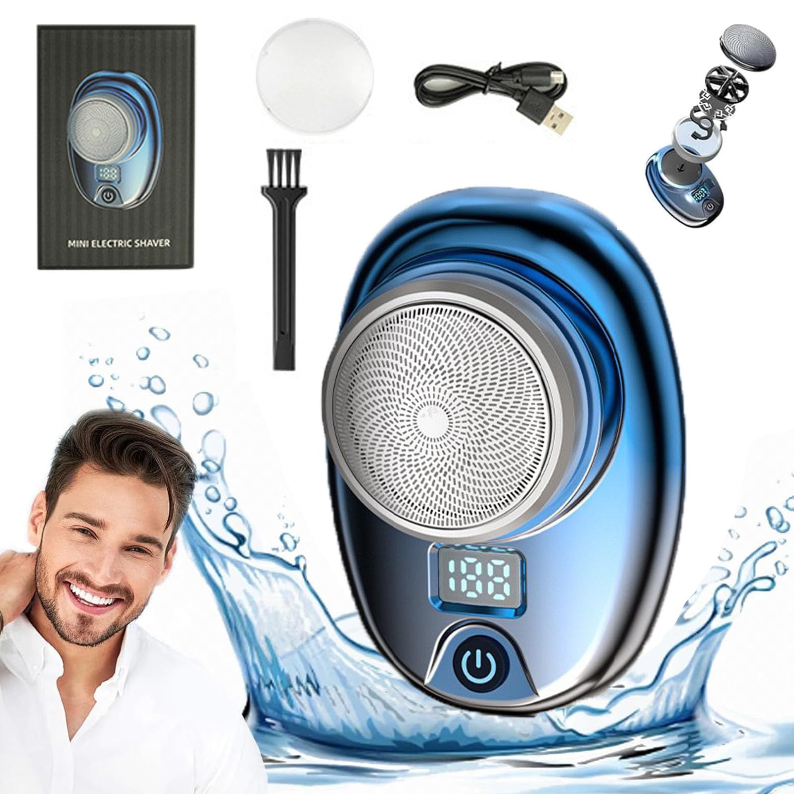 Berbiget Mini Portable Electric Shaver - Rechargeable & Waterproof Compact Shaver for Men & Women - Perfect for Travel, Gym & On-the-Go Grooming