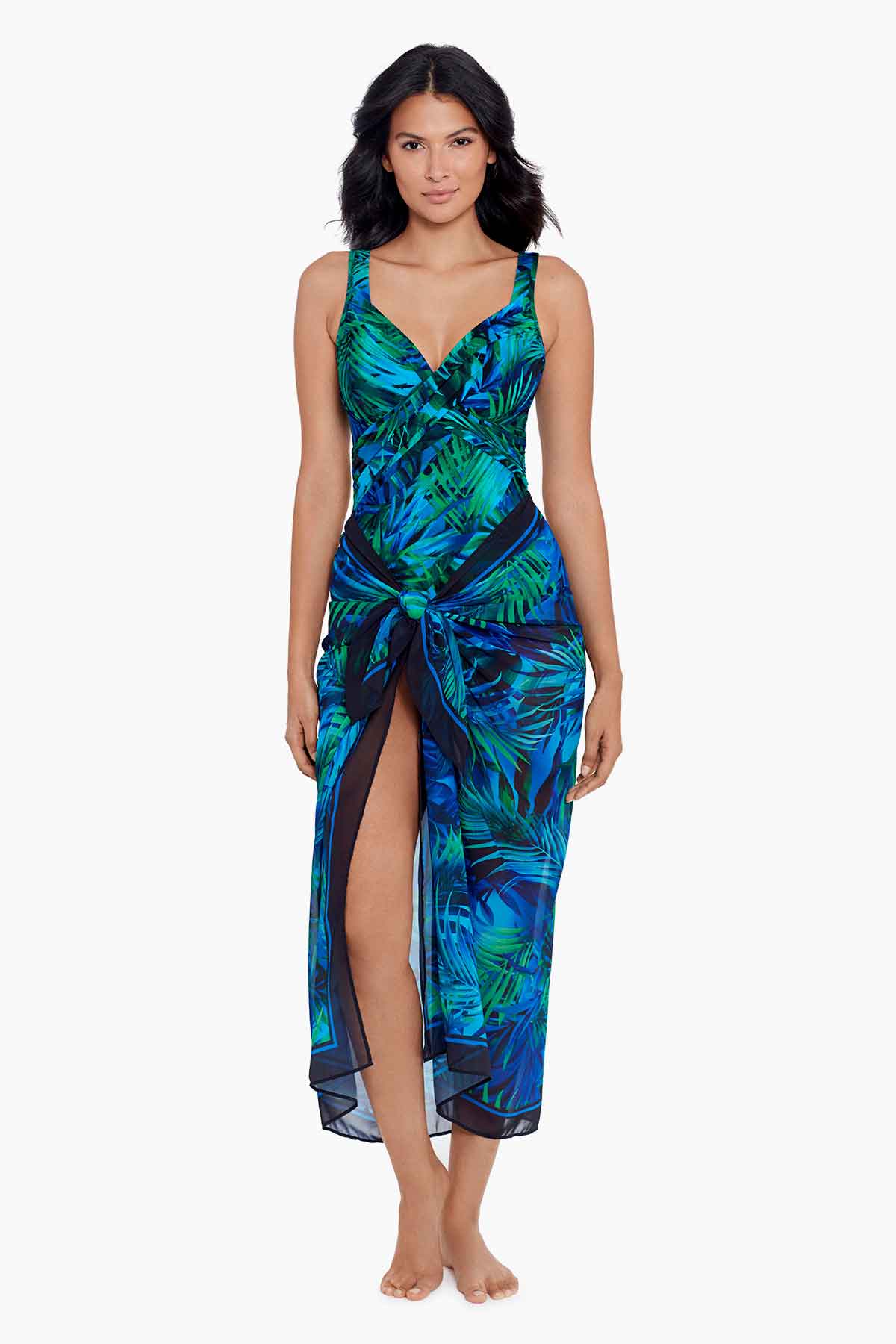 Stylish Palm Print Scarf Pareo Cover Up - Perfect for Beach, Pool, and Summer Outfits