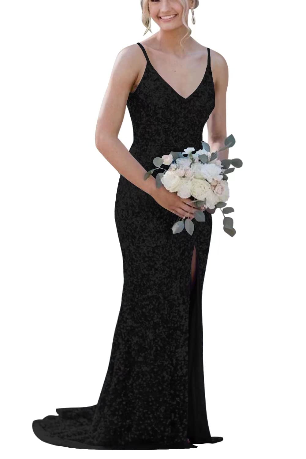 2023 SHINDRESS Sequin Prom Dresses - Long Mermaid Evening Gowns for Women, Sleeveless Formal Party Dresses with High Slit (SD096) | Perfect for Homecoming, Prom Night, Wedding Guest & Black Tie Events