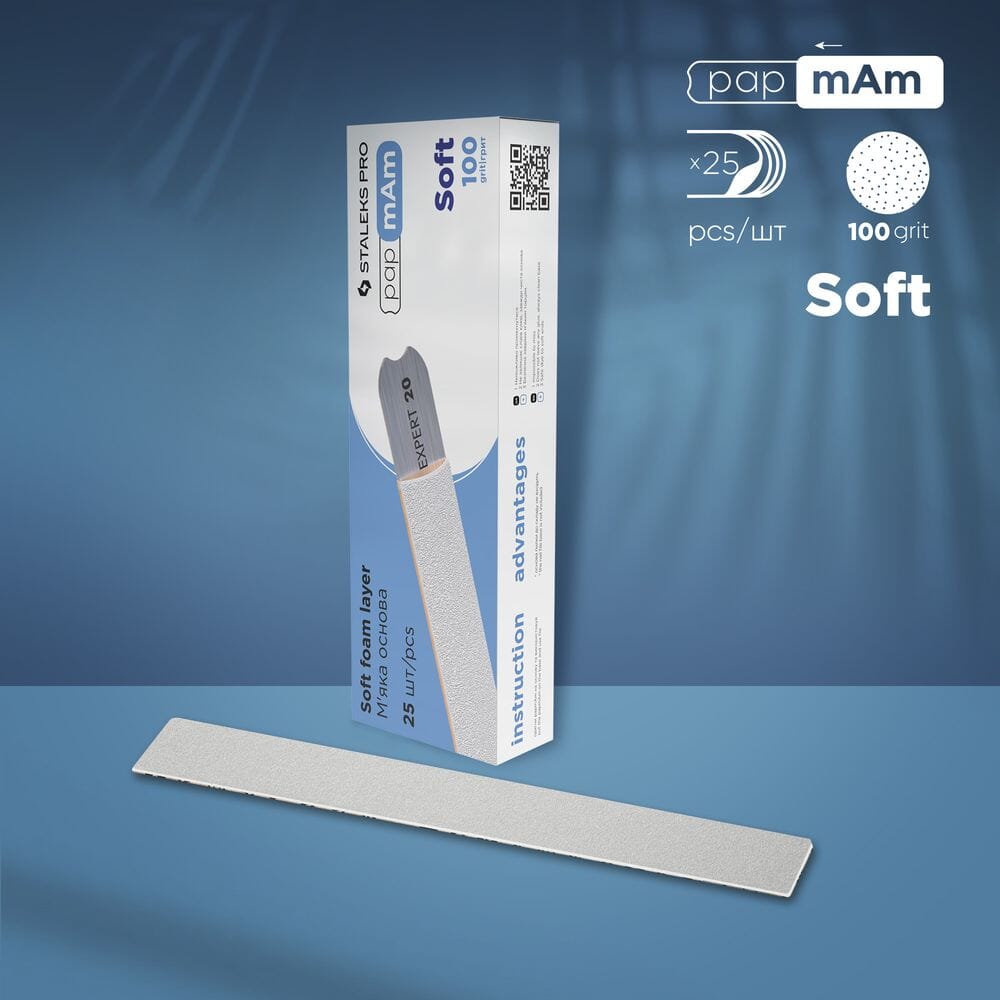 Staleks Expert White Disposable Nail Files with Soft Foam Layer - 100 Grit, 25 Pack - Perfect for Professional Nail Salons & At-Home Manicures