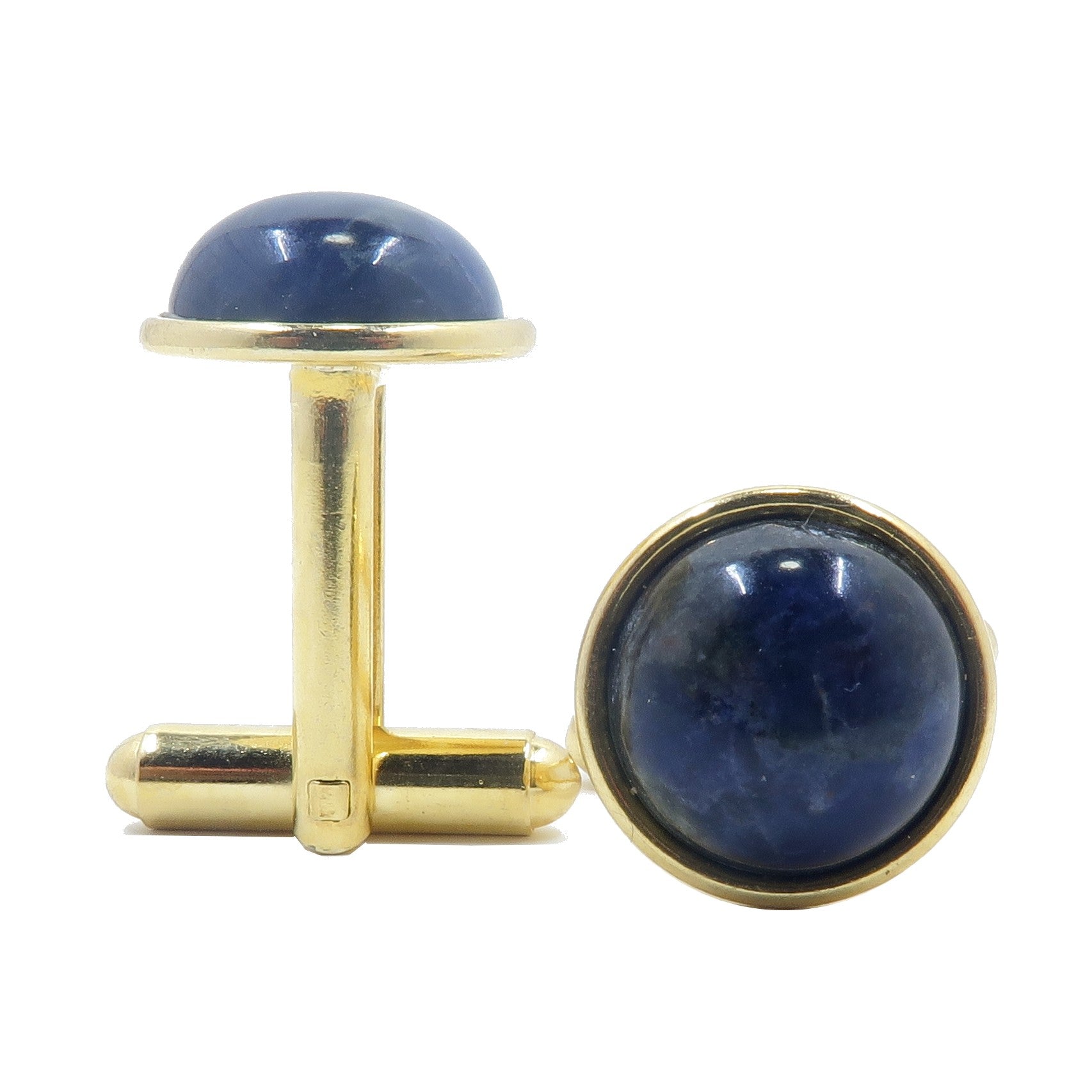 Elegant Sodalite Cufflinks - Blue Stone with Gold Accents for Men's Formal Wear | Perfect for Weddings, Business Meetings & Special Occasions