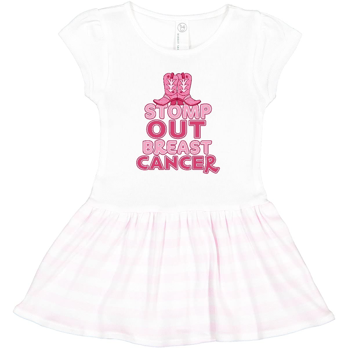 Inktastic Stomp Out Breast Cancer Pink Cowgirl Boots Toddler Dress - Cute Western Outfit for Girls, Breast Cancer Awareness Apparel for Toddlers - Perfect for Fundraising Events, Playdates, and Western-Themed Parties