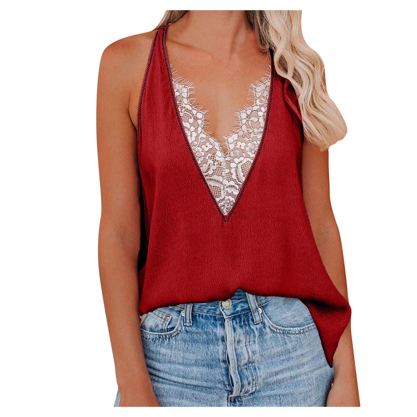 Sexy Women's V-Neck Sleeveless Cami Tank Top - Summer Casual Blouse for Women - Perfect for Beach, Party & Everyday Wear