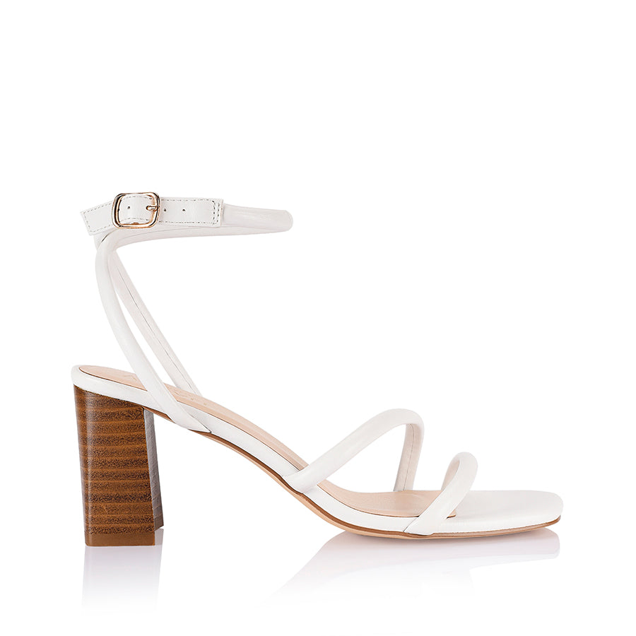 Nadia Women's White Block Heel Sandals - Comfortable Summer Dress Shoes for Weddings, Parties & Office Wear