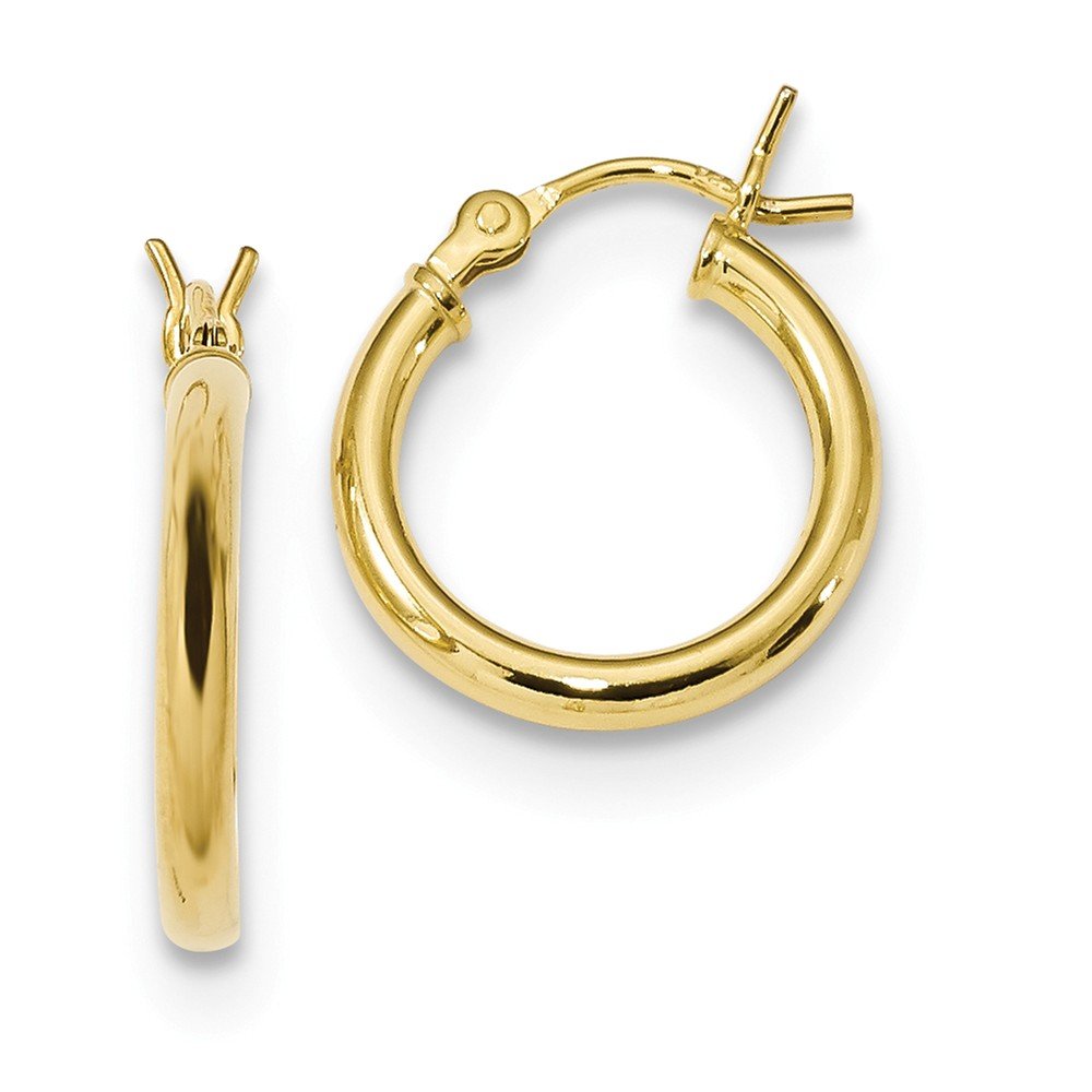 925 Sterling Silver Yellow Gold-Tone Hoop Earrings - 15mm x 14mm - Elegant Everyday Jewelry for Women, Perfect for Work, Party & Gift Giving