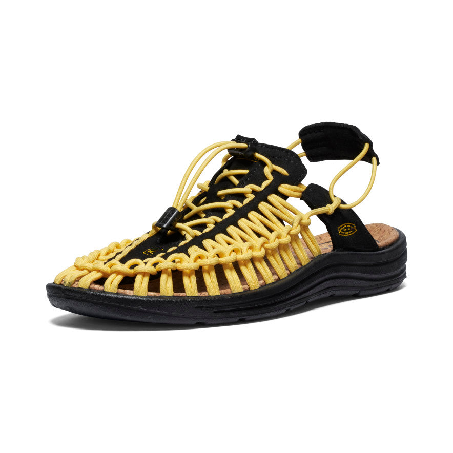 KEEN UNEEK II CONVERTIBLE Sandals for Men & Women - All Black/Keen Yellow - Lightweight Hiking & Water Shoes for Outdoor Adventures, Travel & Beach Walking