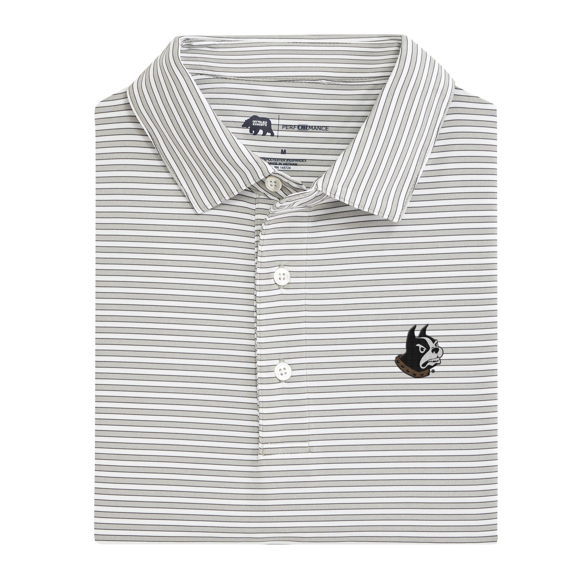 Wofford Mulligan Men's Stripe Performance Polo Shirt - Moisture Wicking, Breathable & Comfortable for Golf, Tennis & Casual Wear