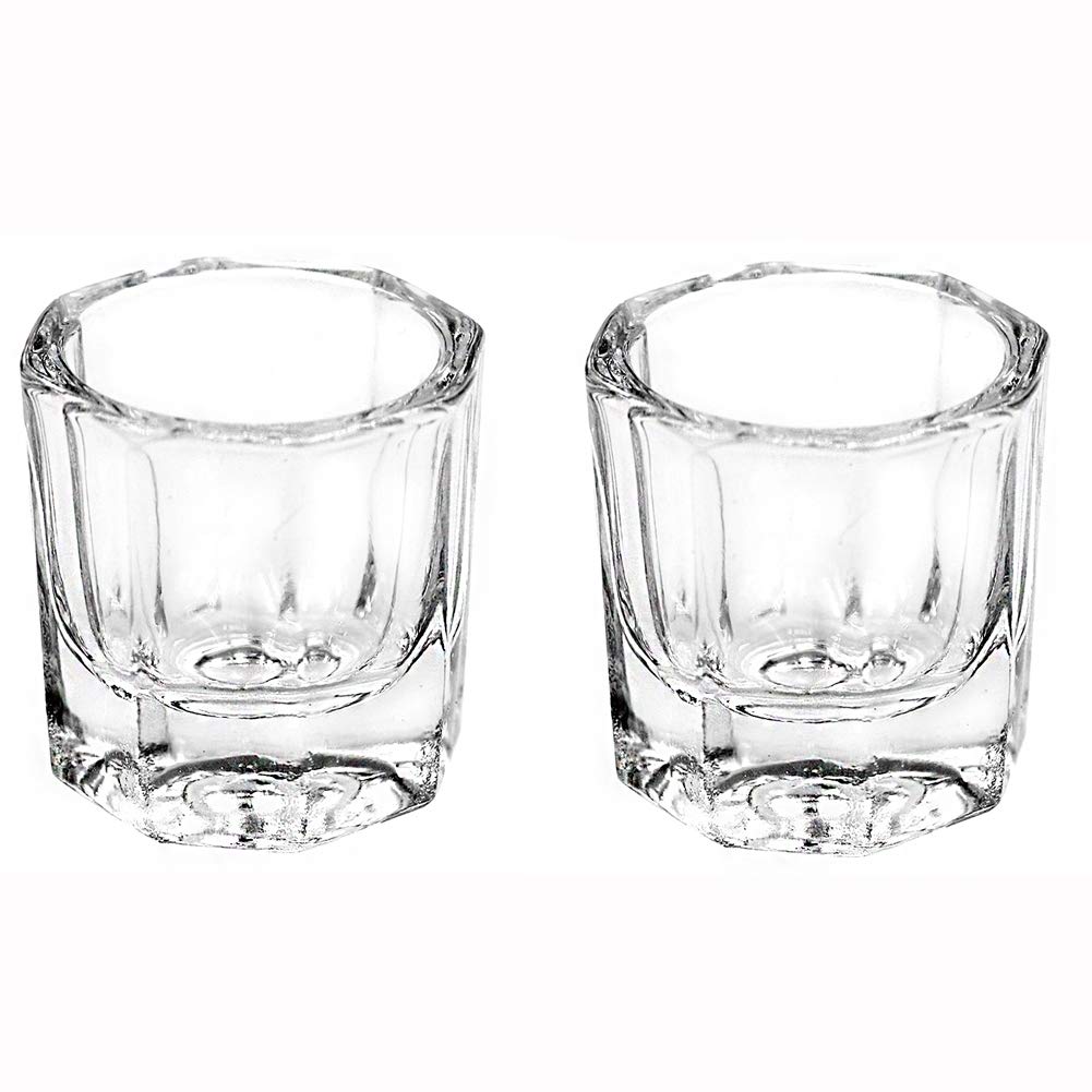 2-Piece Glass Dappen Dish Set for Nail Art - Mini Crystal Bowl for Acrylic Liquid & Powder - Perfect for Professional Nail Salons & DIY Manicures at Home