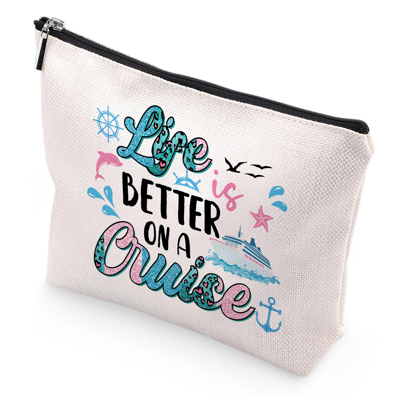 Best Cruise Gifts for Women - Unique Vacation Cosmetic Bag, Summer Makeup Pouch, Anchor Themed Birthday Present for Girls & BFF - Perfect for Beach Trips, Travel & Cruise Vacations