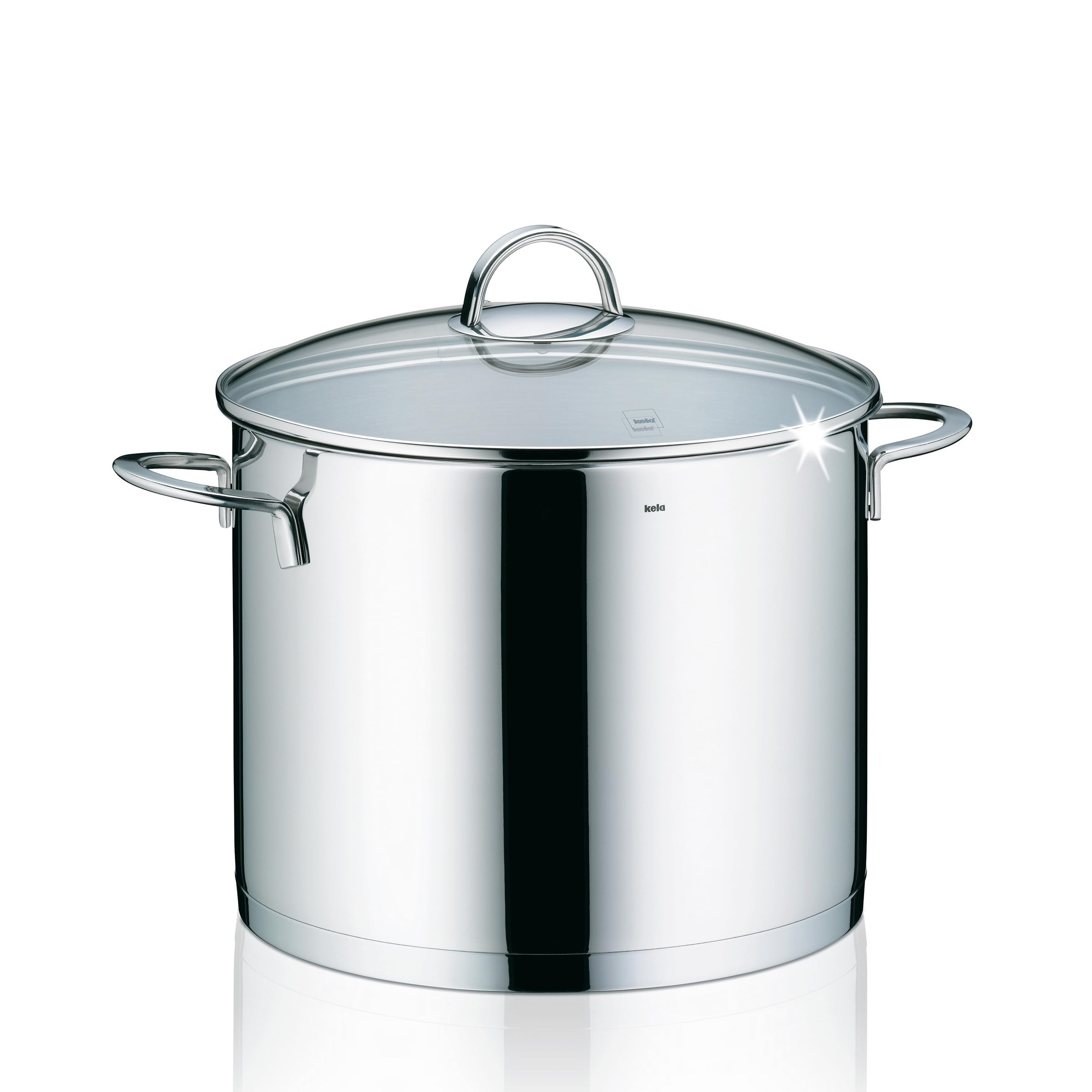 Kela Cailin 24cm Stainless Steel Stock Pot with Lid - Silver Shiny Cooking Pot for Soups, Stews, Pasta & Boiling - Durable Kitchen Cookware for Home & Restaurant Use
