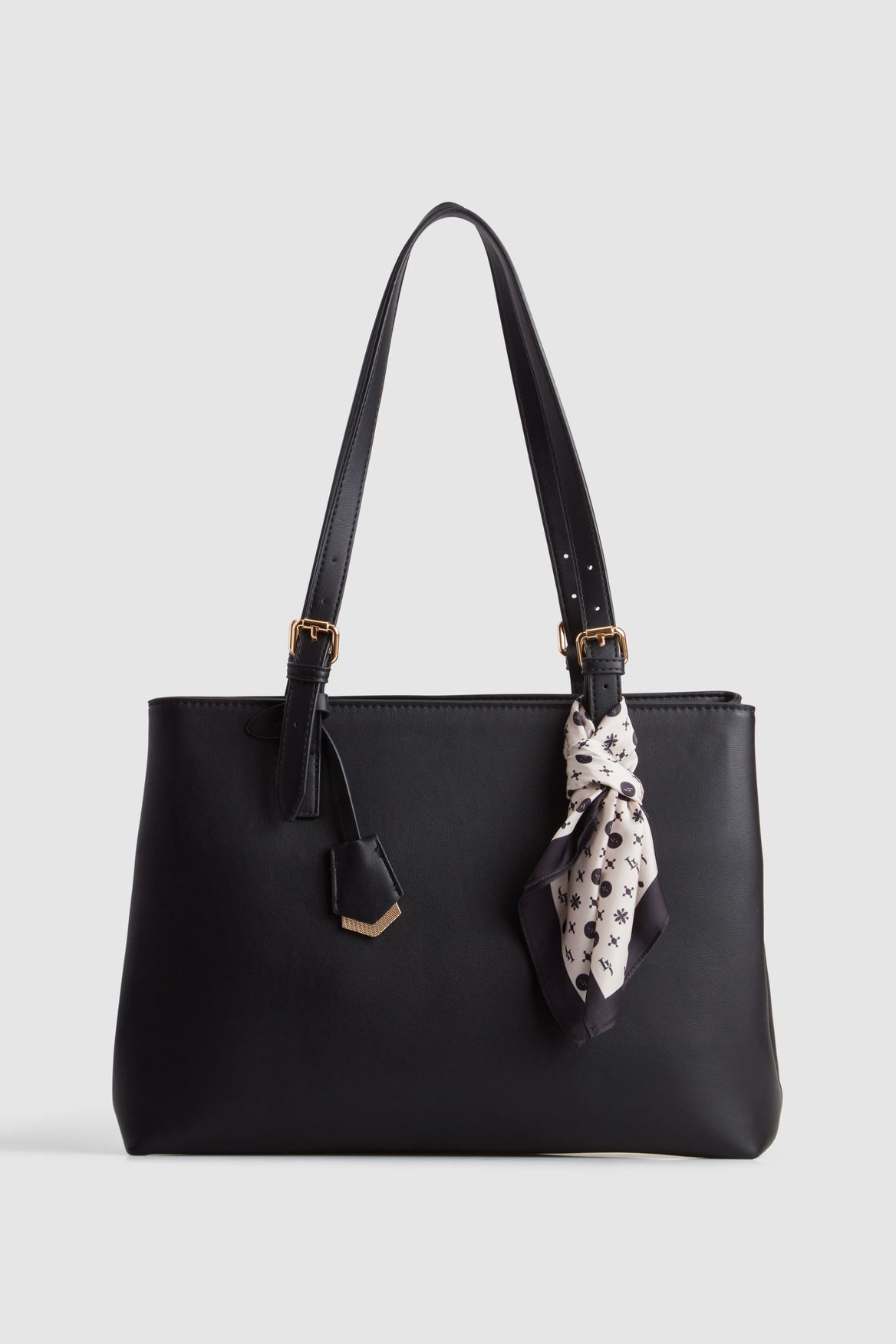Stylish Cotton Tote Bag with Detachable Scarf - Perfect for Shopping, Travel & Everyday Use