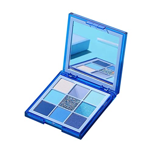 Menolana Sweatproof Matte & Shimmer Eyeshadow Palette - Highly Pigmented, Blendable Pressed Shadows (9 Colors, Blue Shades) for Day & Night Makeup Looks