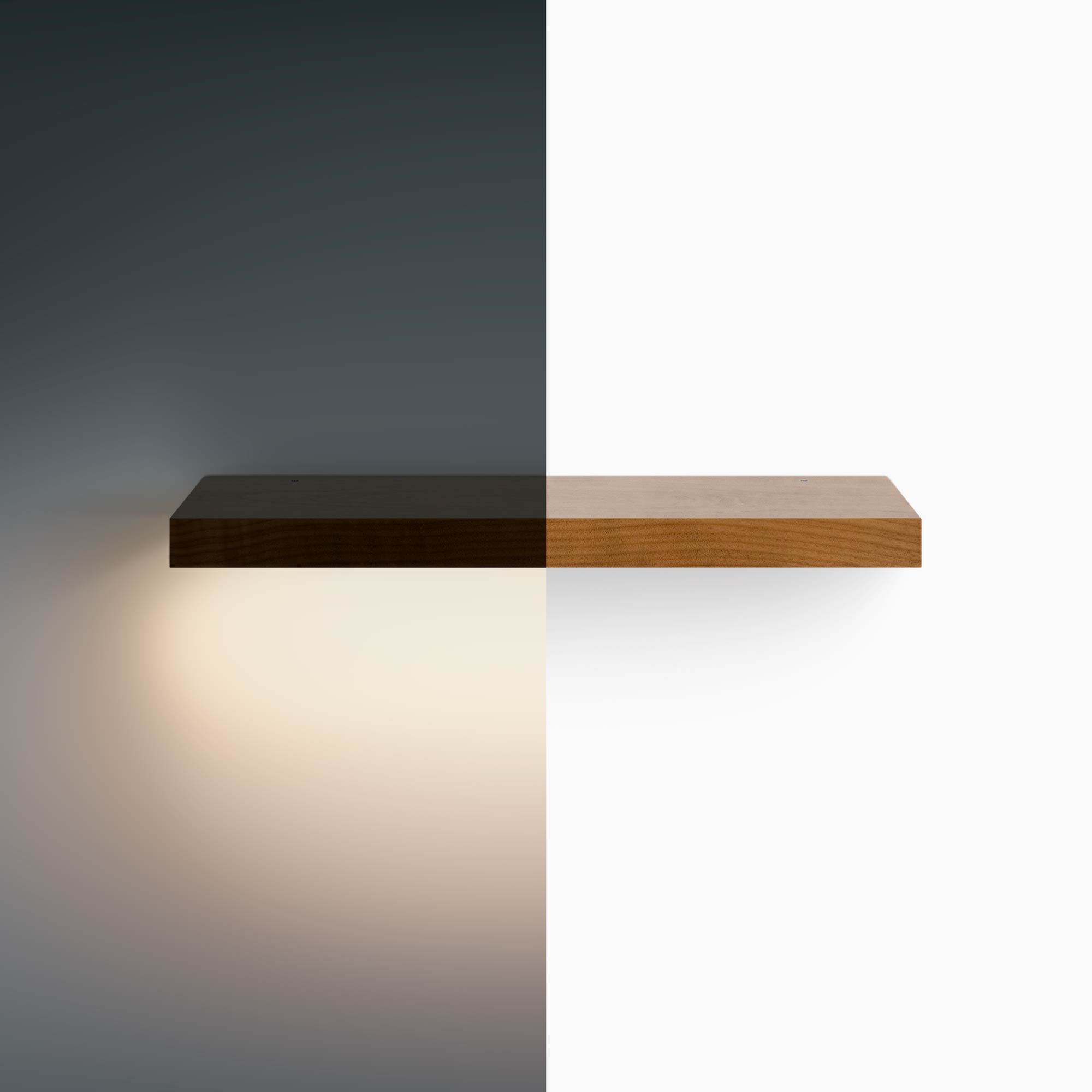 Aksel LED Floating Shelf - Modern Wood Wall Shelf with Warm Nutmeg Finish - Perfect for Living Room, Bedroom, and Kitchen Decor