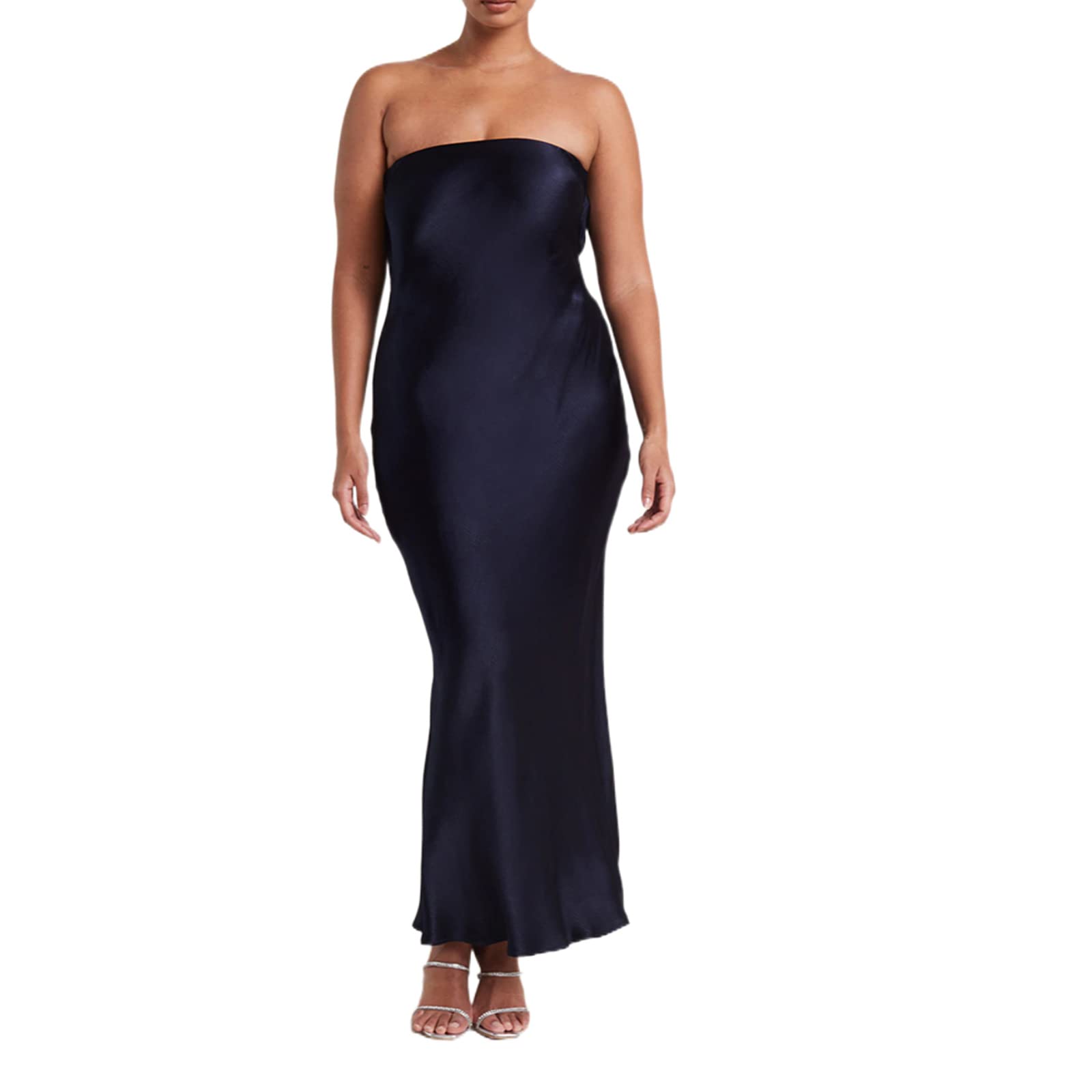 TINXIEA Women's Elegant Satin Maxi Dress - Sleeveless Backless Strapless Formal Gown for Wedding Guest, Party & Evening Events | Perfect for Cocktail Parties, Prom Nights & Special Occasions