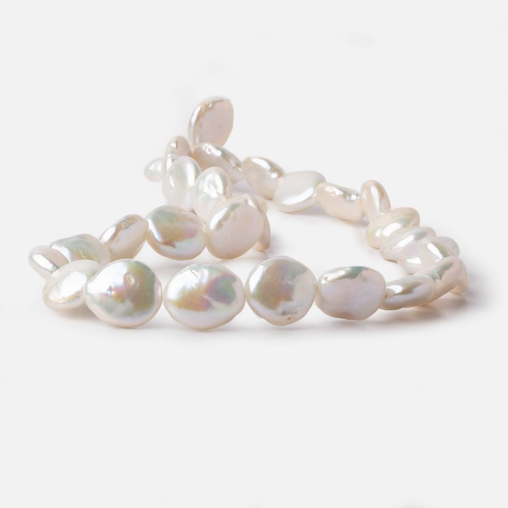 13x13.5mm - 13x15mm Rose White Coin Freshwater Pearl Necklace - 16 Inch Strand with 29 Pearls - Perfect for Bridal Jewelry, Wedding Accessories & Special Occasions