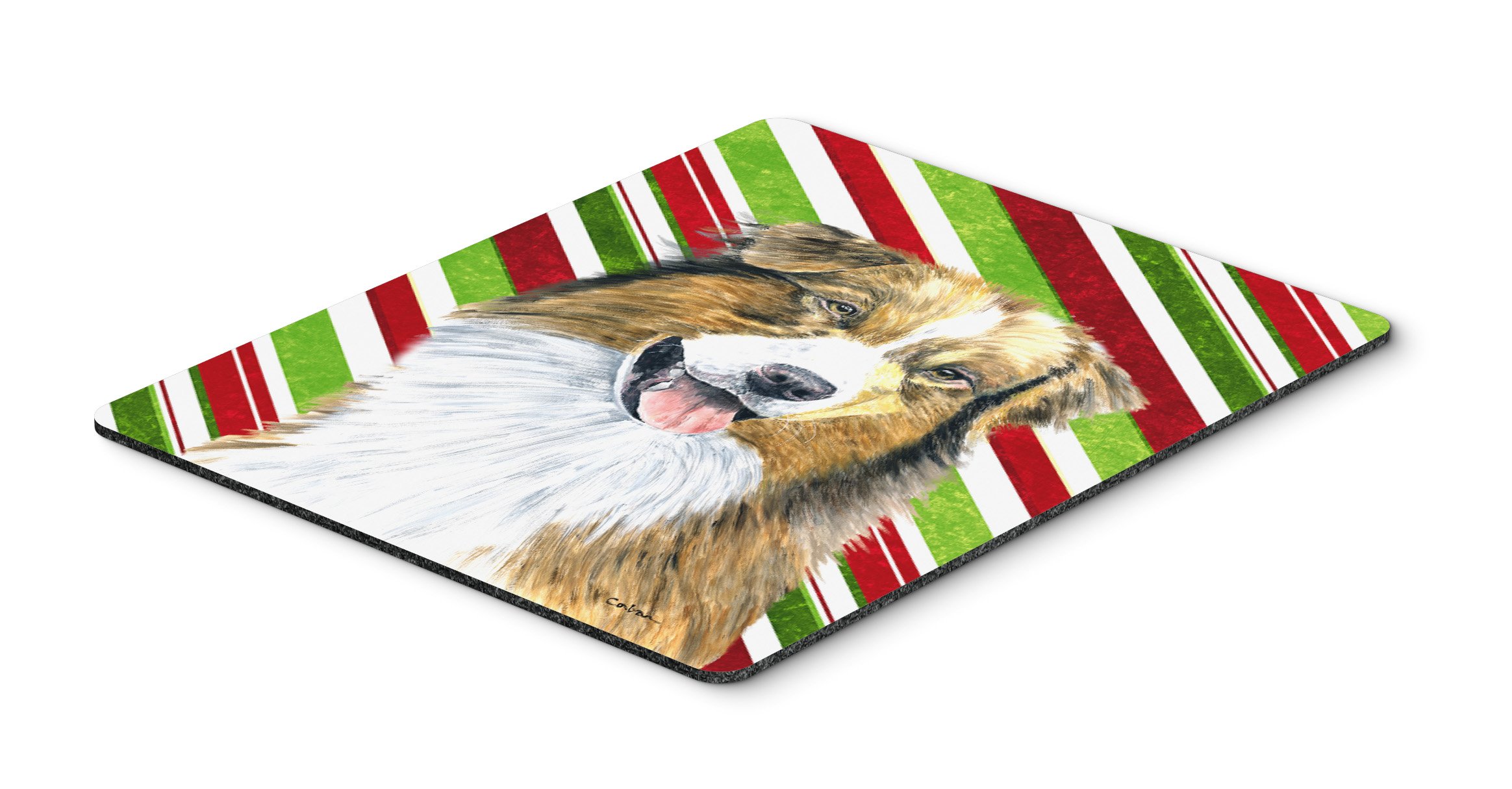 Australian Shepherd Christmas Mouse Pad & Hot Pad - Holiday Candy Cane Design for Home Office, Gaming, Computer & Laptop - Washable Large Mouse Mat | Perfect for Work Desks, Gift Giving & Festive Decor