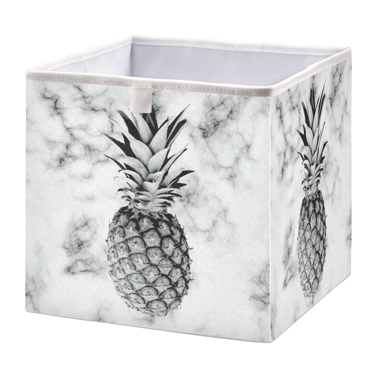 Marble Pineapple Collapsible Storage Cube - Square Storage Bin Organizer for Living Room, Car, Office & Bedroom | Stylish Home Decor & Space-Saving Solution