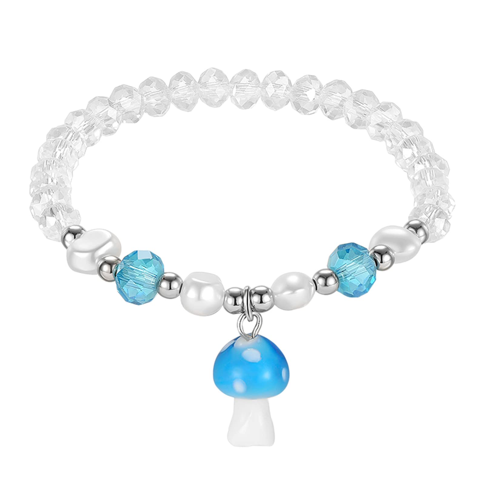 Elegant Beaded Mushroom Pendant Adjustable Bracelet for Women & Girls - Leather Strap Jewelry Set for Summer Fashion | Perfect for Casual Wear, Parties & Gifts (One Size)