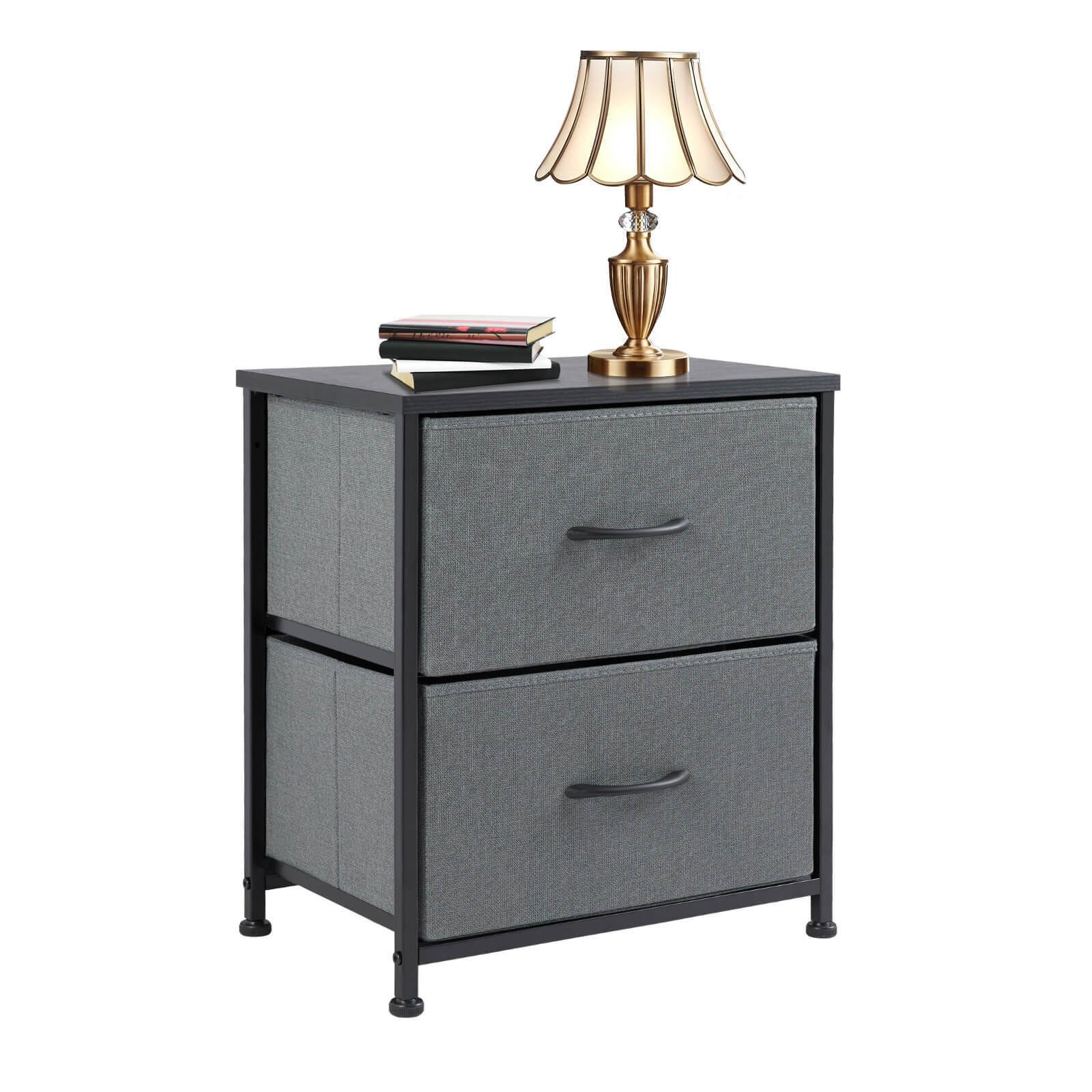 Modern Gray Dresser with Metal Frame & Wood Top - 2-BC Chest of Drawers for Bedroom, Living Room or Office Storage