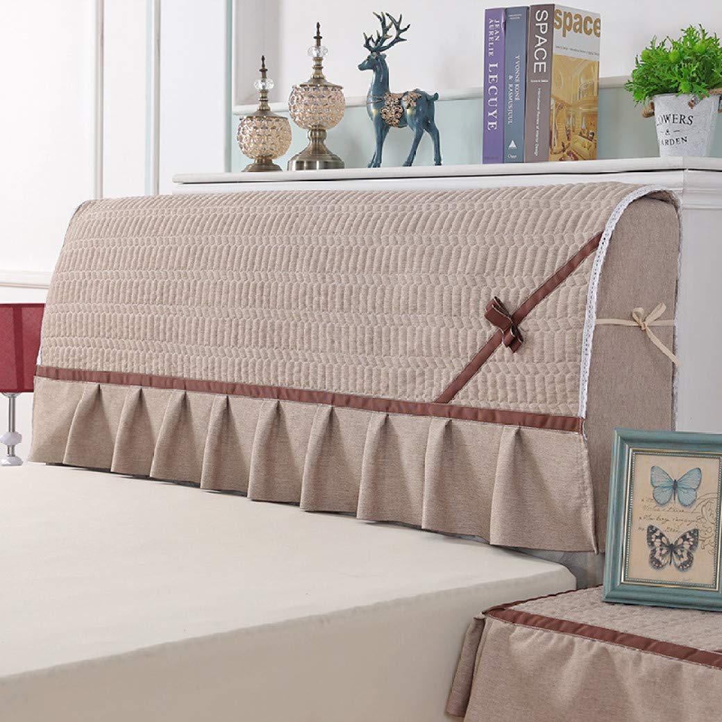 European Style Linen Headboard Slipcover for Queen Size Beds - Washable & Anti-Dust Headboard Protector Cover in Coffee Brown | Perfect for Bedroom Decor, Home Styling & Furniture Protection