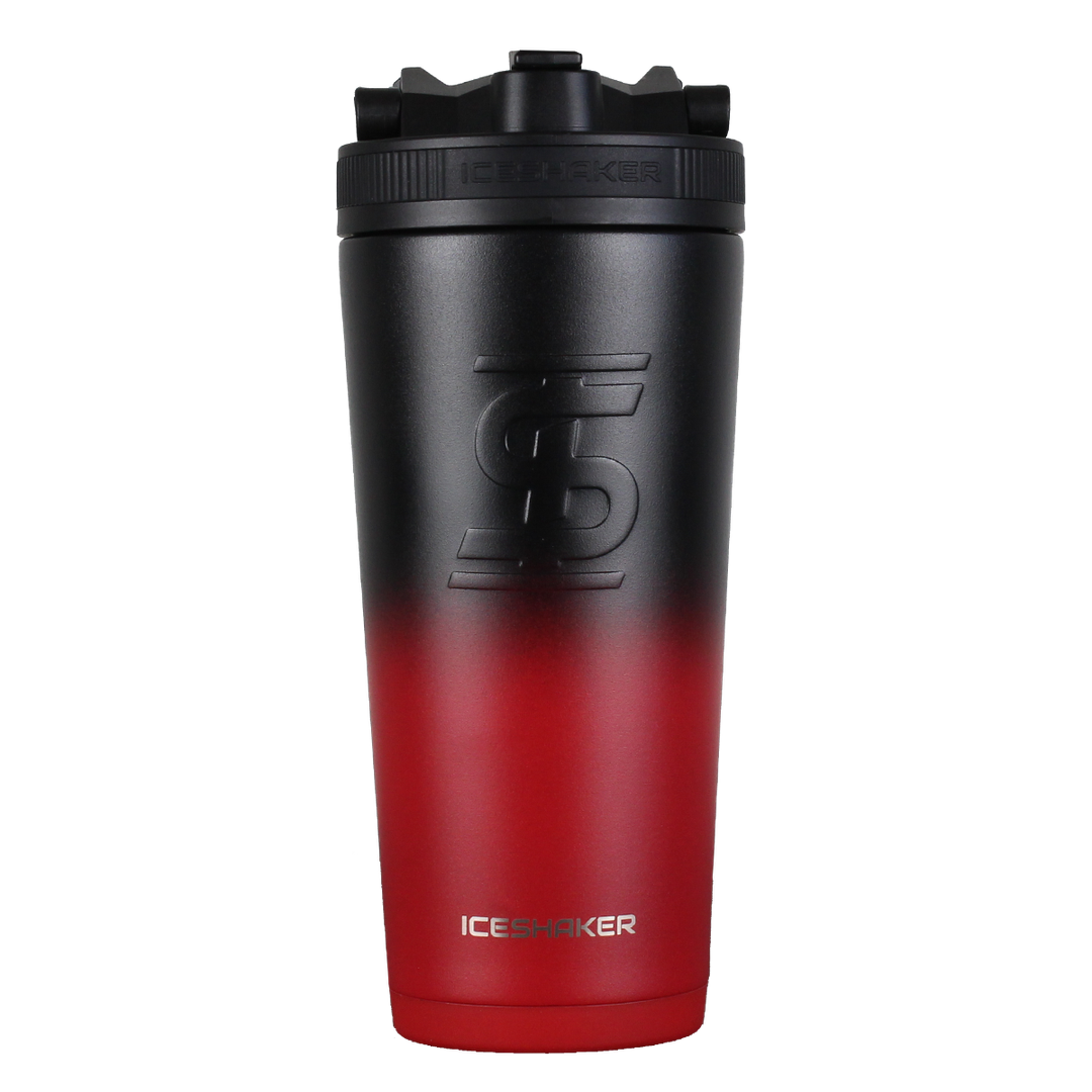 Custom 26oz Sports Water Bottle with Red Black Ombre Design - Leak Proof & BPA Free - Perfect for Gym, Hiking, Workouts & Outdoor Activities