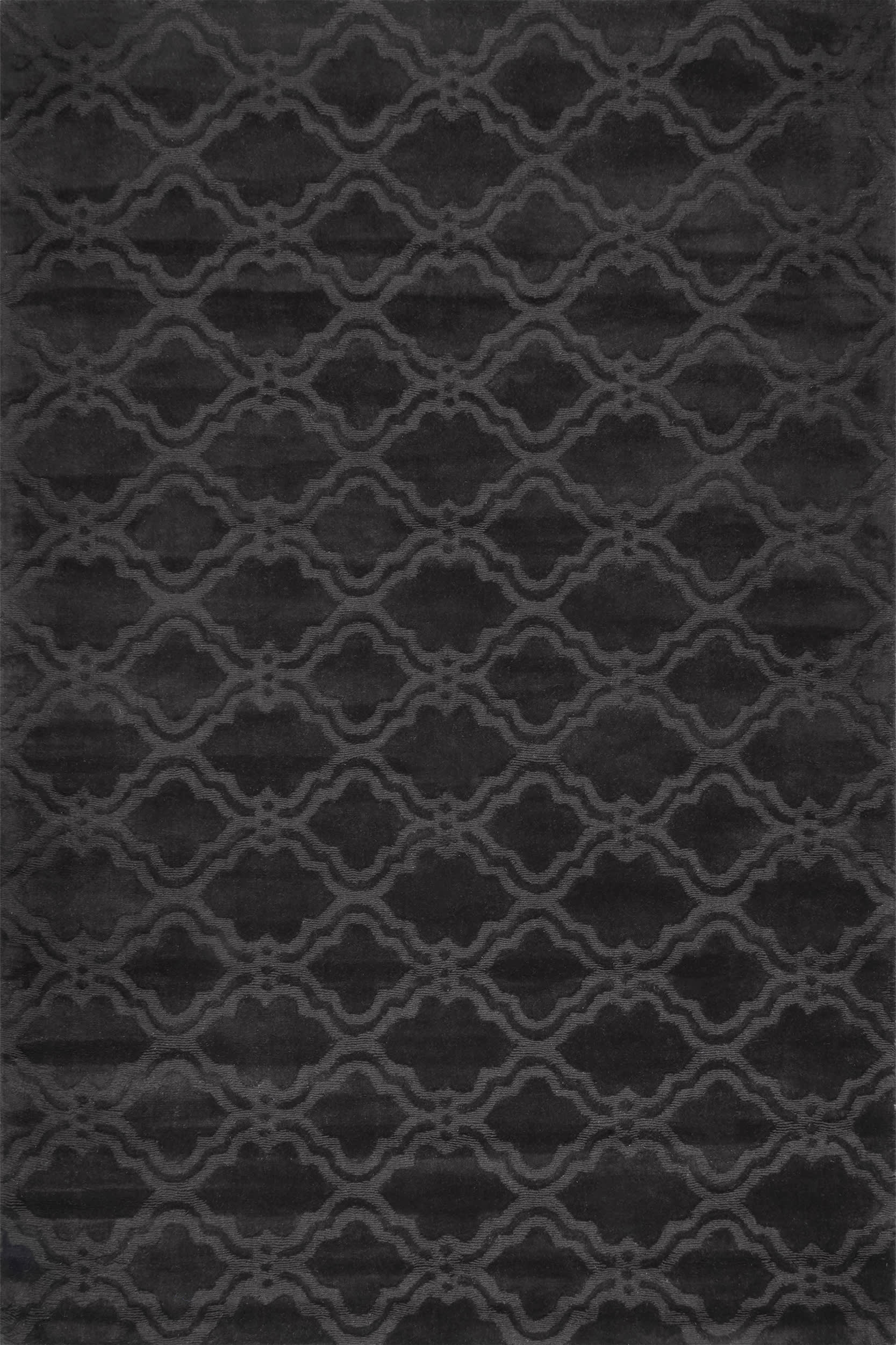 Handmade Double Carved Trellis Pattern Area Rug - Charcoal Gray Bohemian Style Floor Mat for Living Room, Bedroom Decor