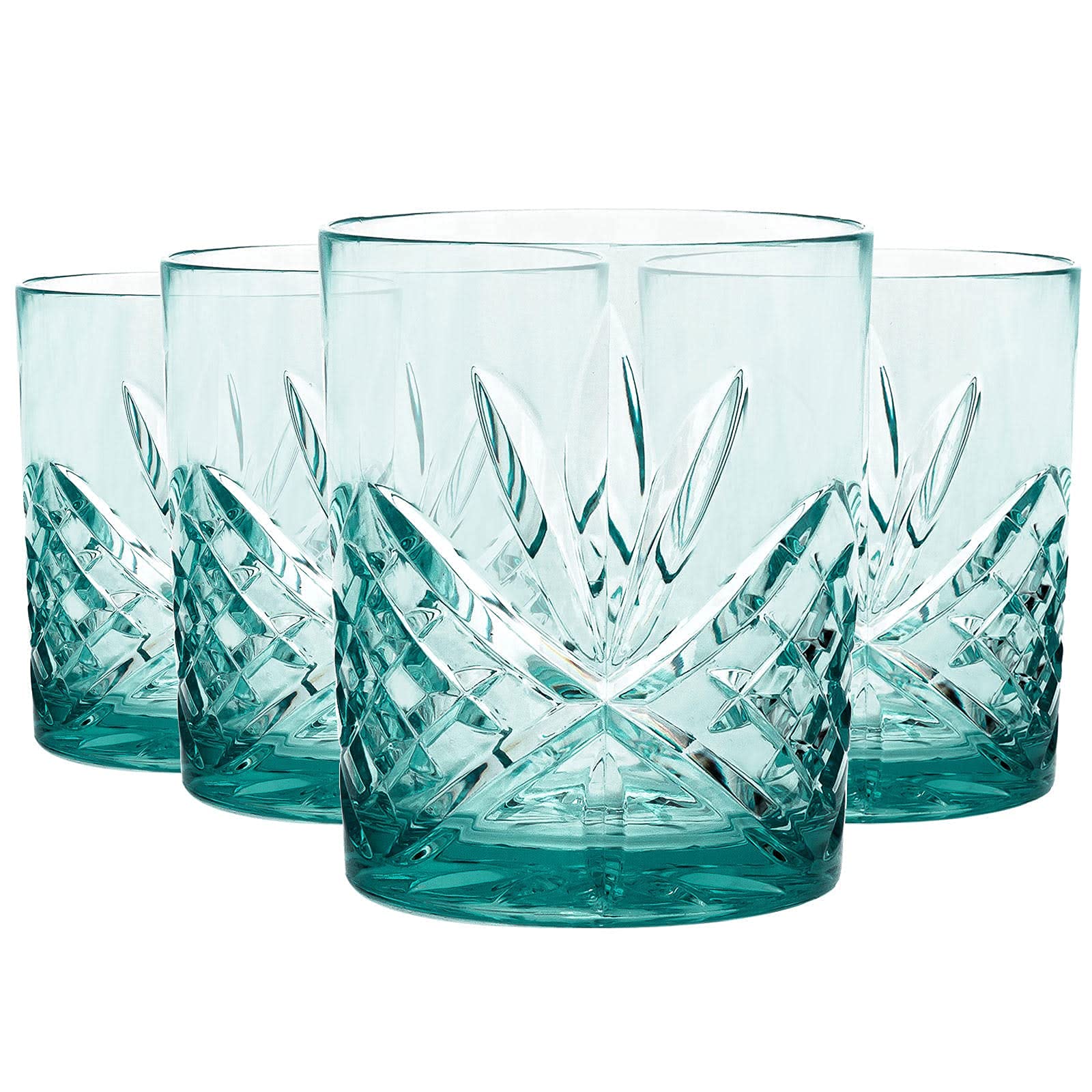 Godinger Acrylic Whiskey Glasses Set of 4 - Shatterproof, Reusable Whiskey Tumbler Cups - Dublin Collection - Perfect for Bourbon, Scotch, Cocktails & Home Bar Use