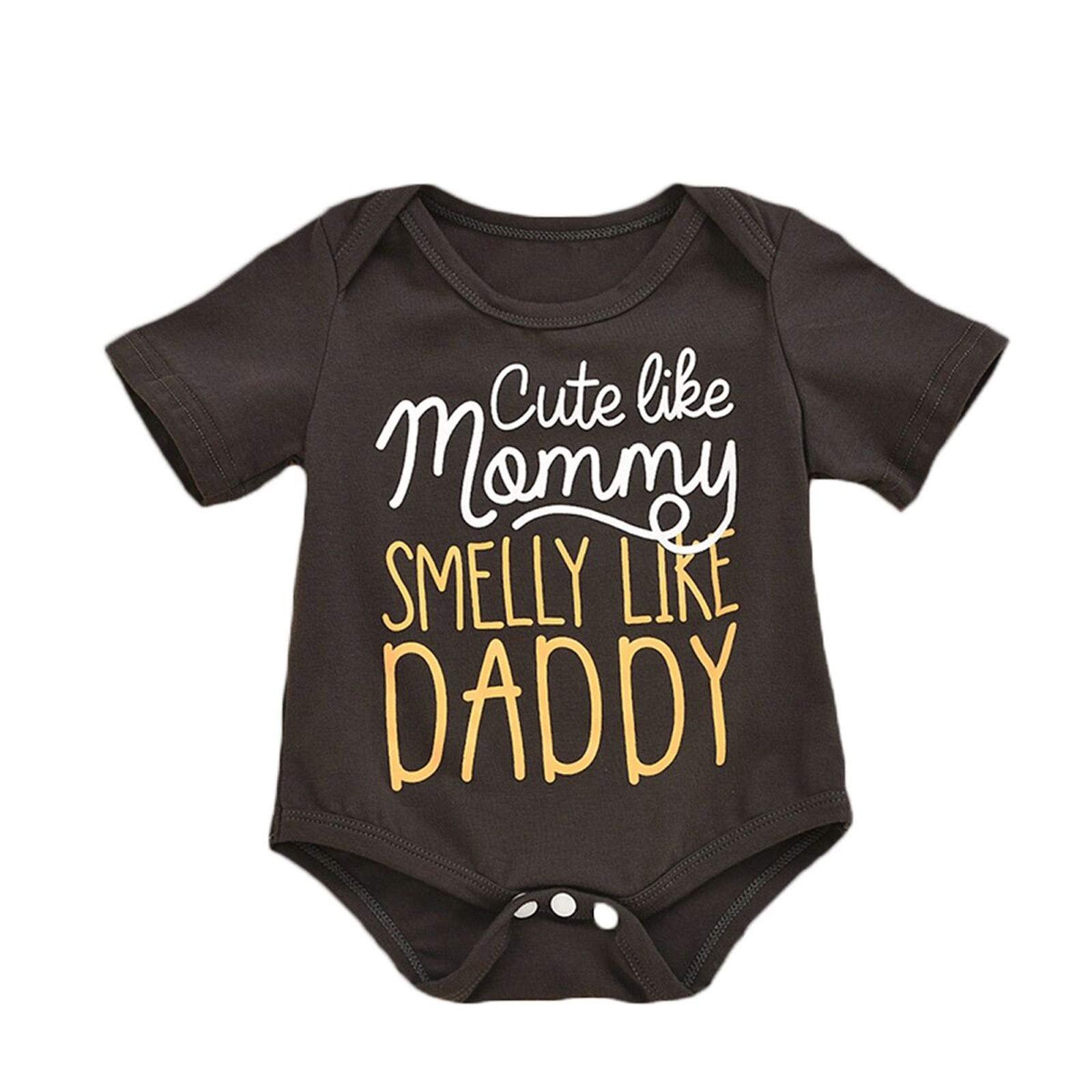 Soft Cotton Unisex Baby Bodysuits - Short Sleeve Romper with Letter Print for Newborn Boys & Girls | Perfect for Playtime, Daycare & Family Outings
