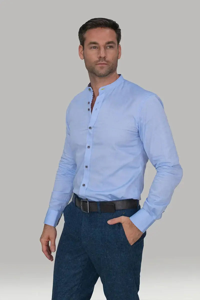 Premium Blue Cotton Shirt for Men by Cavani Spillo - Comfortable & Stylish Casual Wear for Office, Business & Outdoor Events