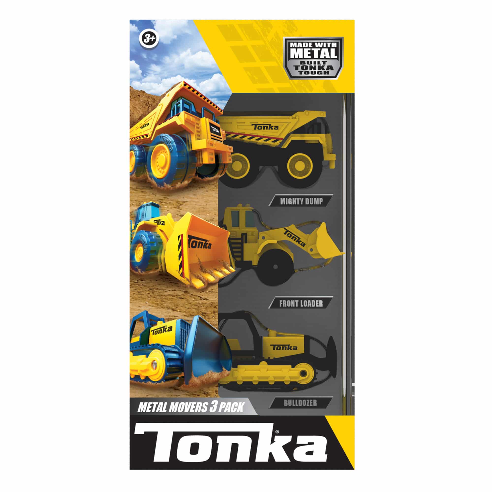 Tonka Metal Movers 3 Pack - Durable Steel Toy Trucks for Kids | Construction Vehicle Playset for Indoor & Outdoor Play | Perfect for Sandbox, Backyard & Pretend Play Scenes