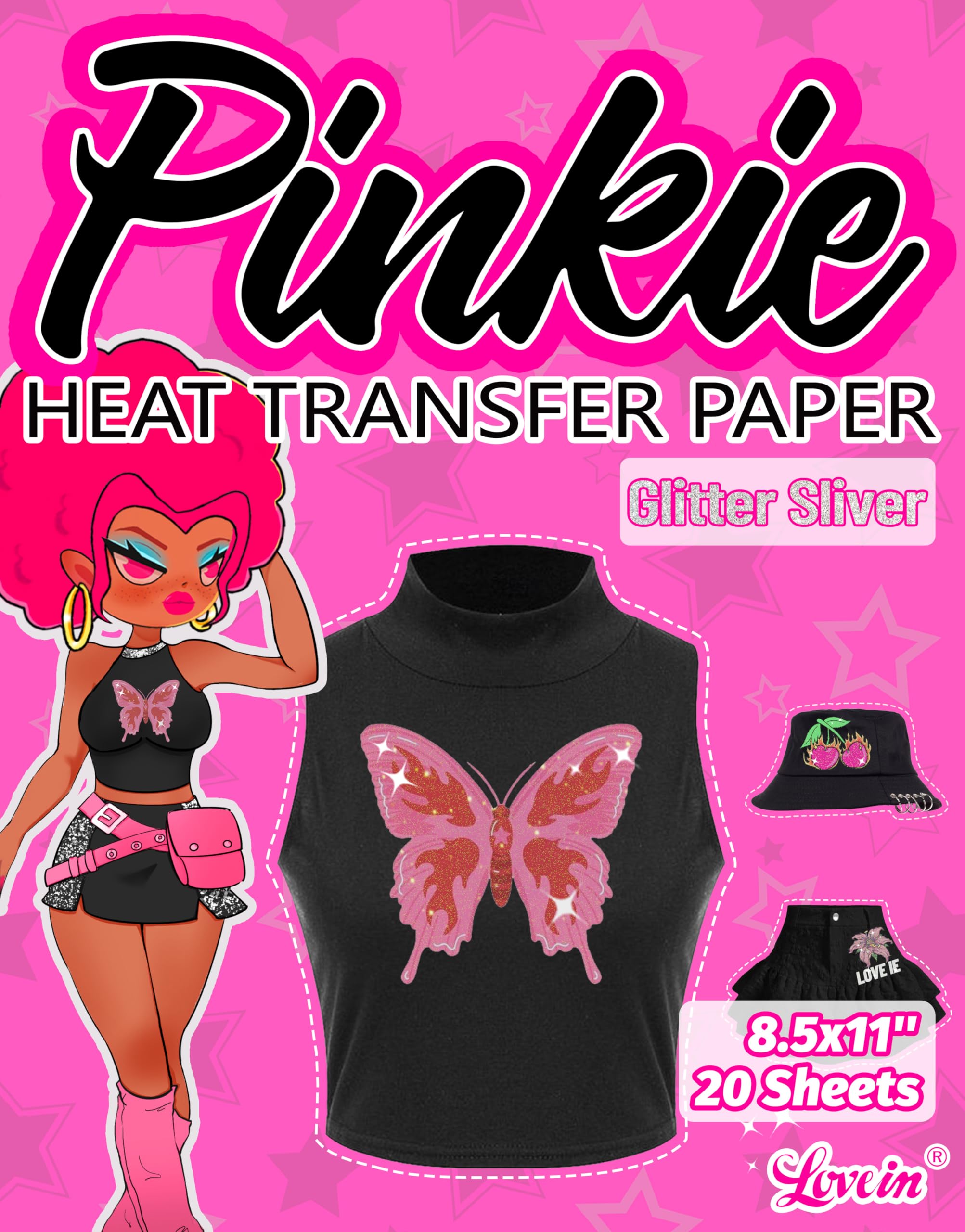 Lovein Pinkie Heat Transfer Paper for Inkjet Printer - 20 Sheets (8.5x11