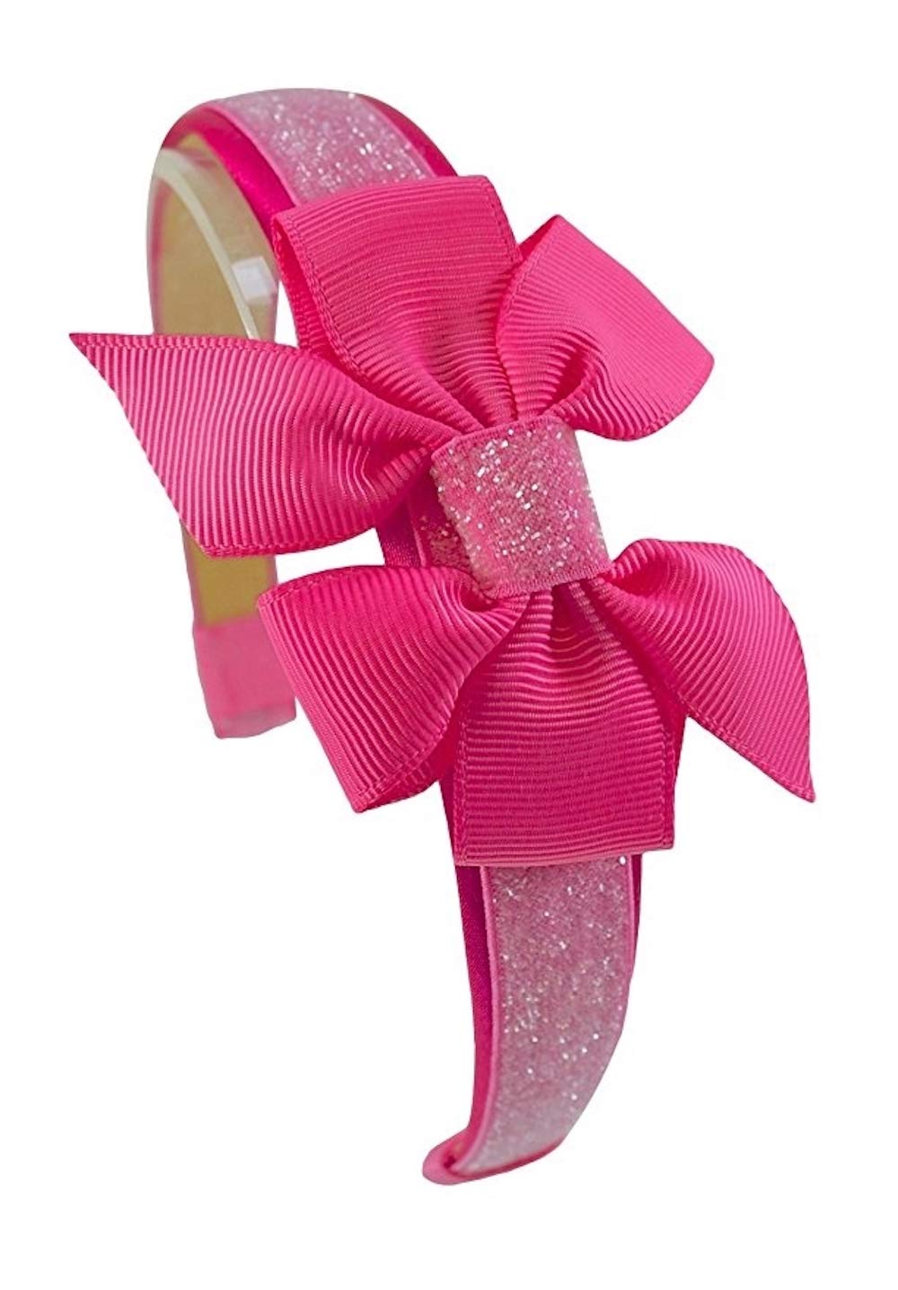 Girls Sparkle Glitter Headband with Grosgrain Bow - Hot Pink Hair Accessory for Kids | Perfect for Birthday Parties, School Events & Photo Shoots