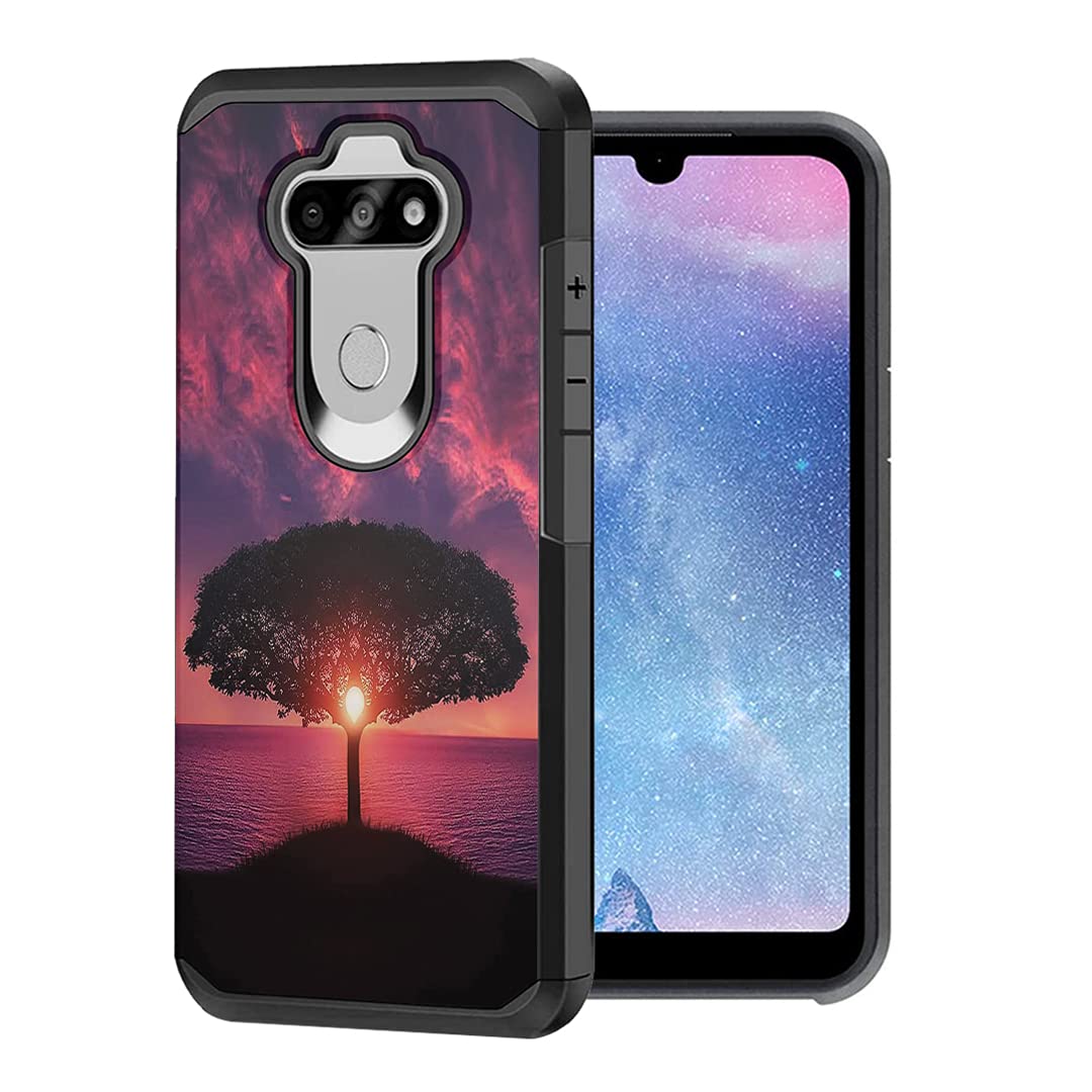 Moriko LG K31 Case - Slim Heavy Duty Protection Cover for Women & Men | Sunset Tree Design | Perfect for Tracfone & Straight Talk Users