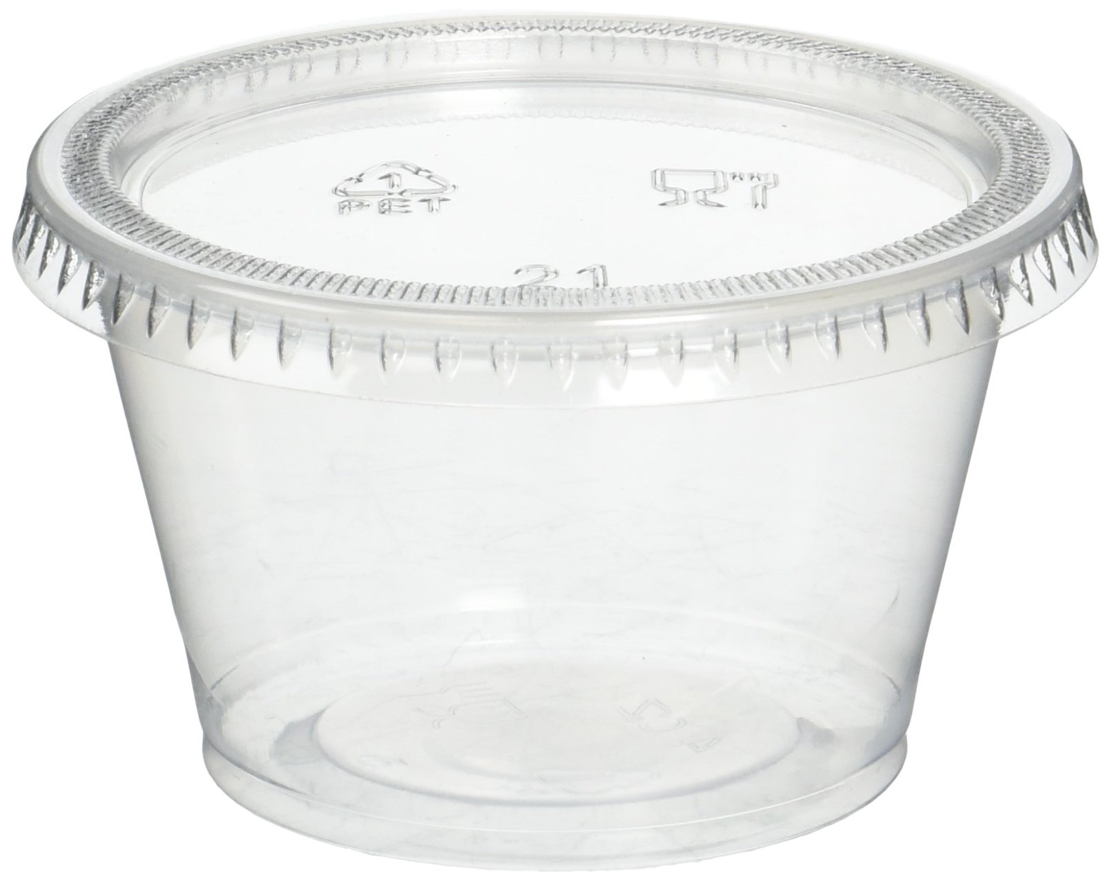 4-Ounce Disposable Plastic Portion Cups with Lids - 100-Pack Souffle Cups for Food Storage, Meal Prep, Party Serving & Catering