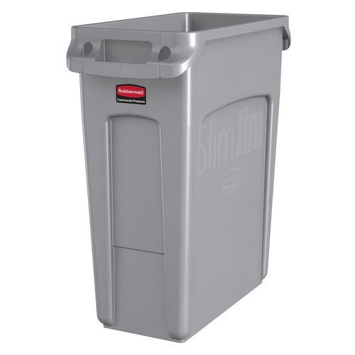 Rubbermaid Slim Jim 16 Gallon Rectangular Trash Can with Lid - Durable Grey Waste Bin for Kitchen, Bathroom & Office - Space-Saving Design for Tight Corners & Small Spaces