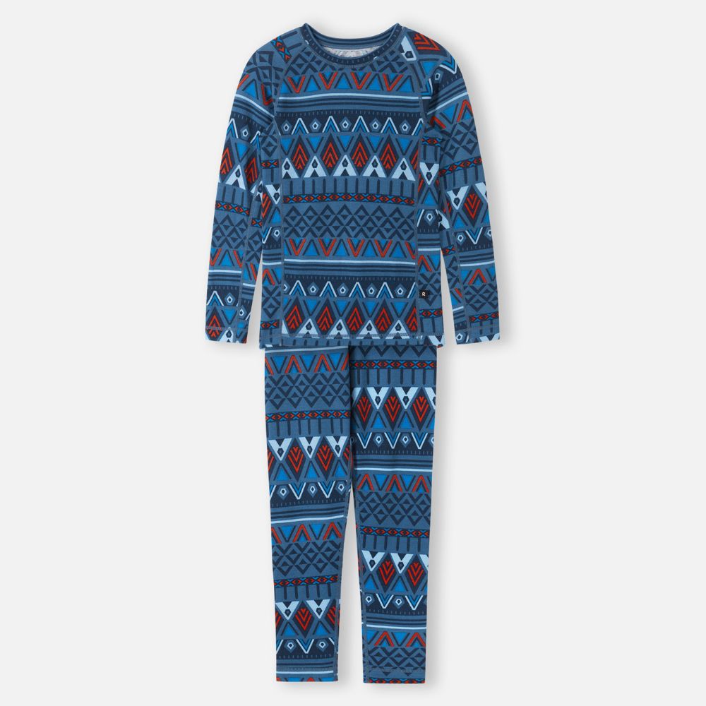Reima Taitoa Merino Wool Thermal Underwear Set for Kids - Soft & Warm Winter Base Layer, Blue Ocean | Perfect for Outdoor Activities, Skiing & Cold Weather Adventures
